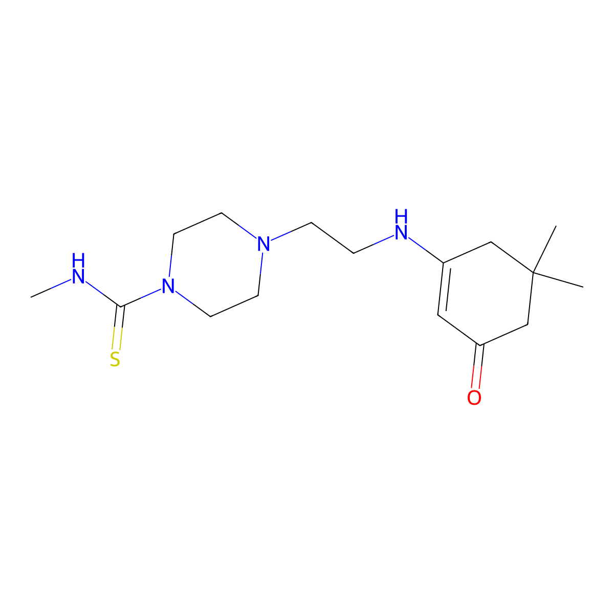 4-[2-[(5,5-dimethyl-3-oxocyclohexen-1-yl)amino]ethyl]-N-methylpiperazine-1-carbothioamide molecular structure, CAS 695221-65-9
