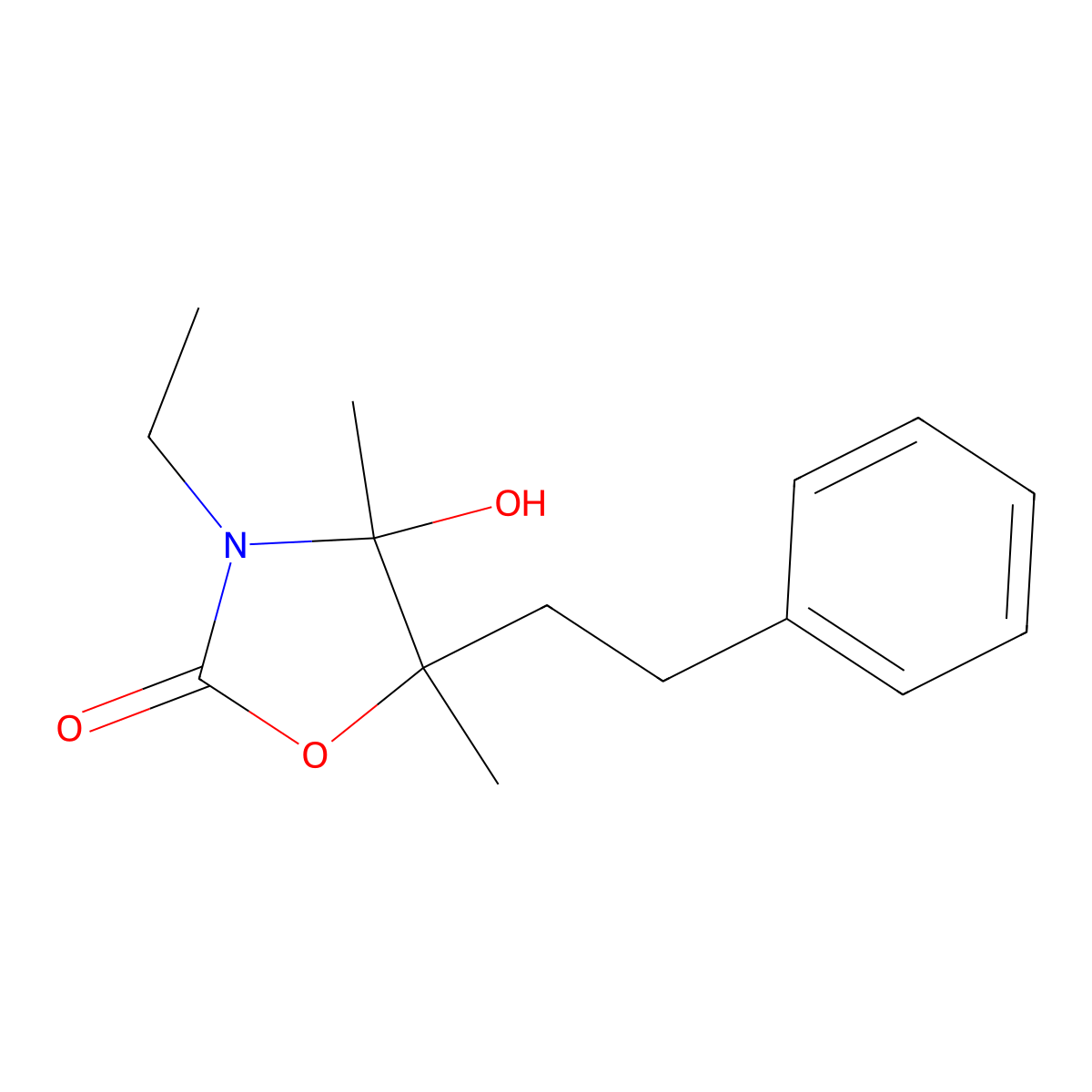3-Ethyl-4-hydroxy-4,5-dimethyl-5-(2-phenylethyl)-1,3-oxazolidin-2-one molecular structure, CAS 695222-29-8