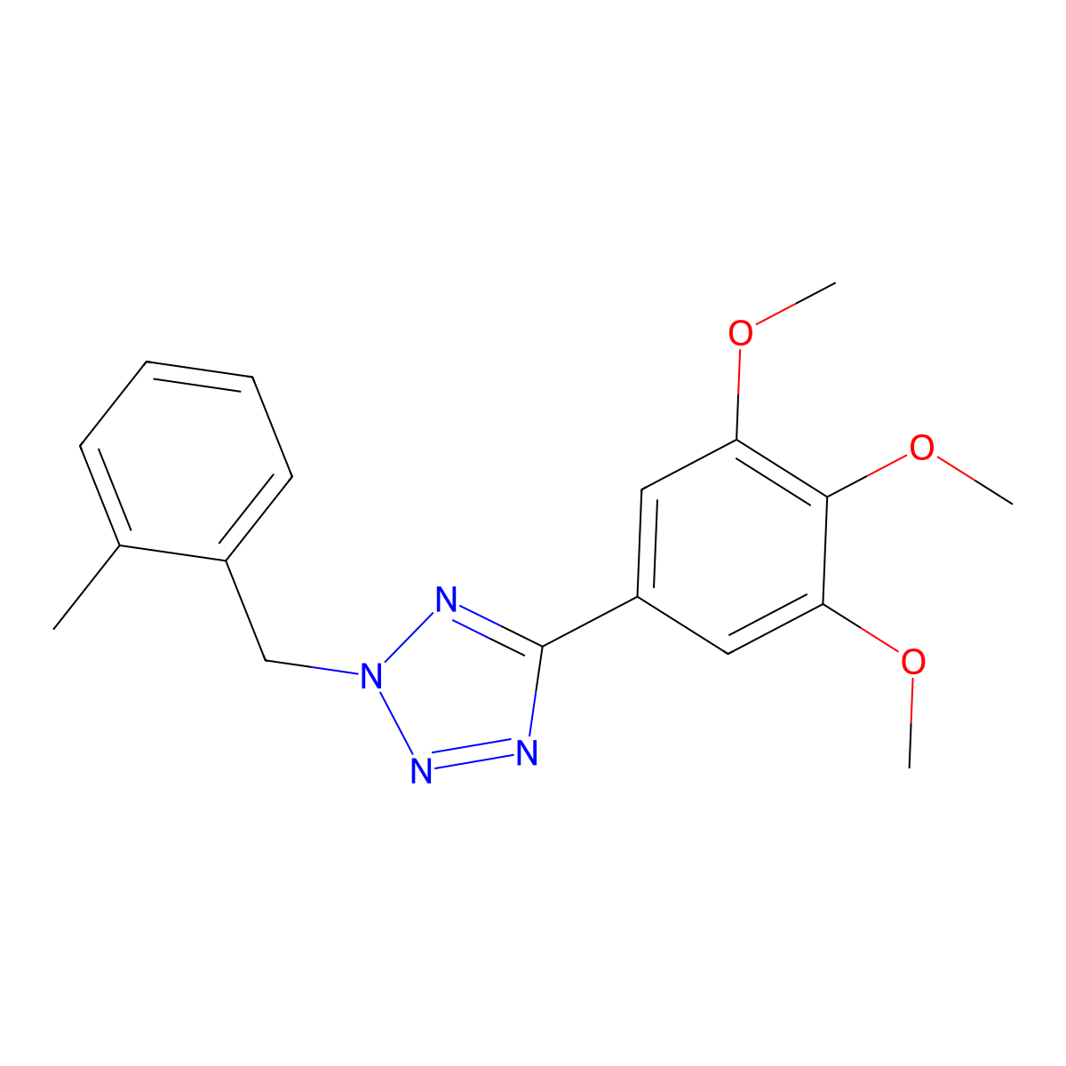 2-(2-methylbenzyl)-5-(3,4,5-trimethoxyphenyl)-2H-tetrazole molecular structure, CAS 695222-68-5
