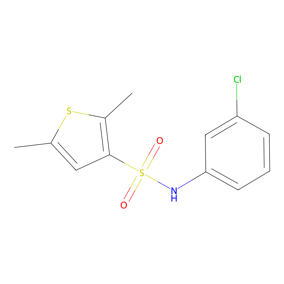 N-(3-chlorophenyl)-2,5-dimethylthiophene-3-sulfonamide molecular structure, CAS 695222-87-8