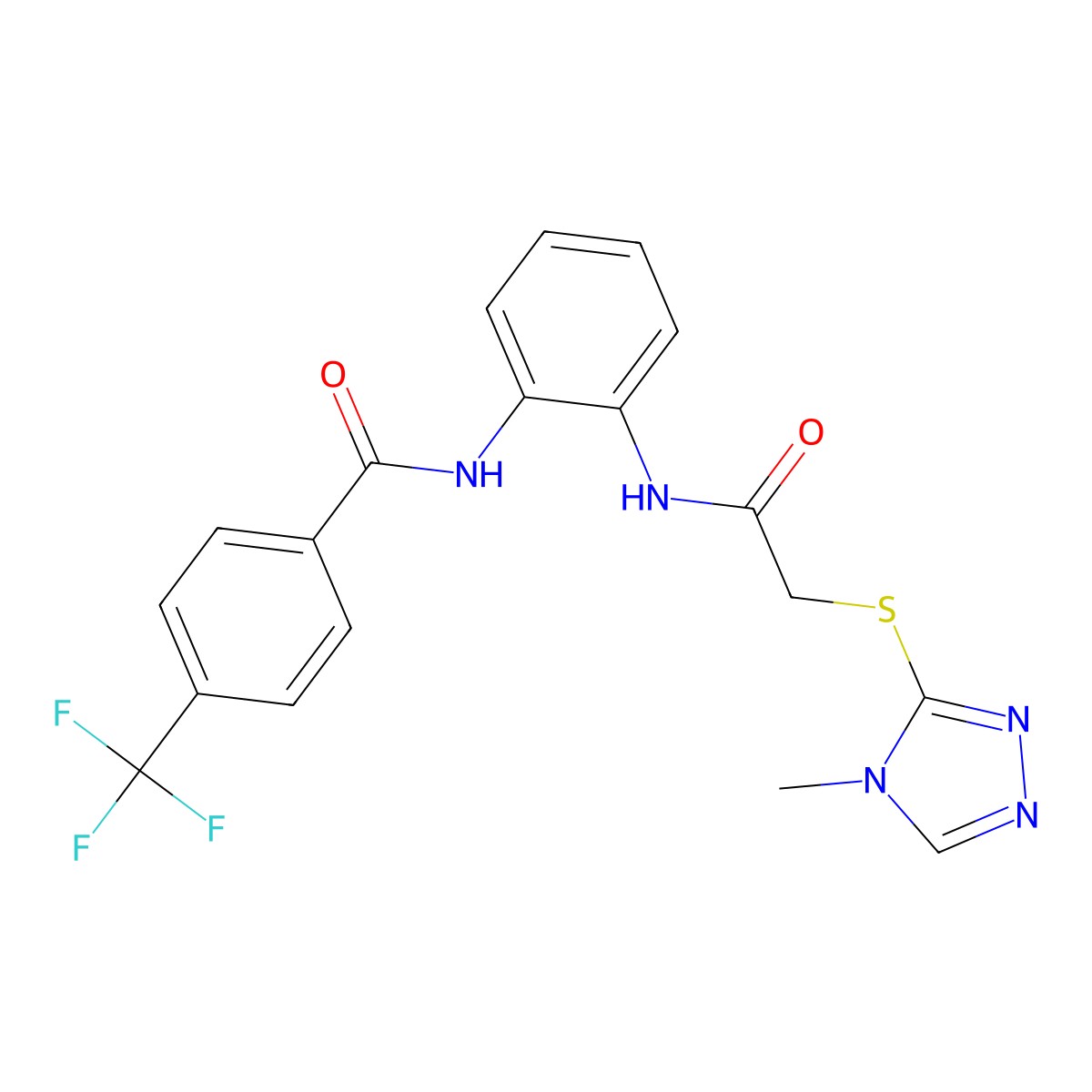 N-[2-[[2-[(4-methyl-1,2,4-triazol-3-yl)sulfanyl]acetyl]amino]phenyl]-4-(trifluoromethyl)benzamide molecular structure, CAS 695223-69-9