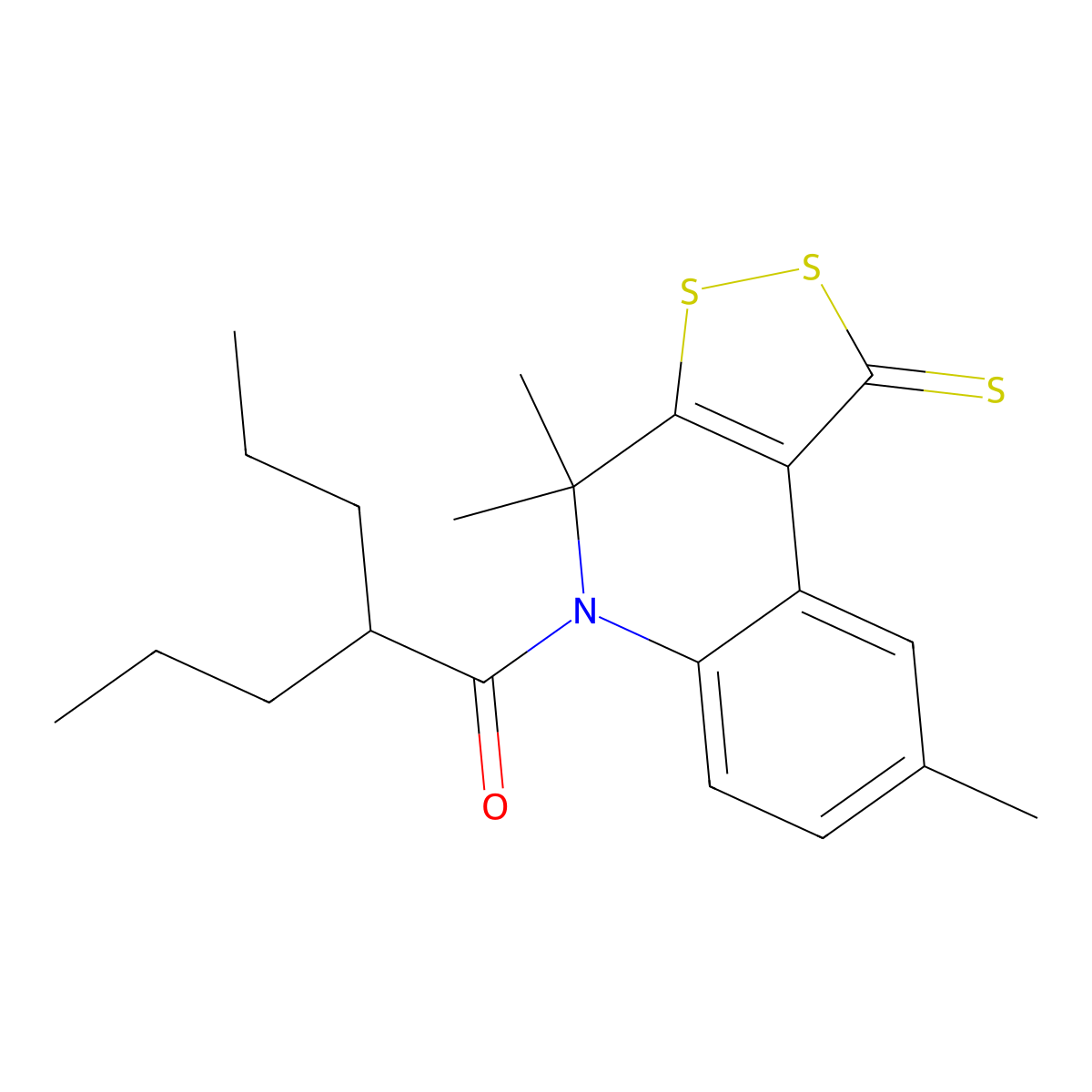 2-propyl-1-(4,4,8-trimethyl-1-thioxo-1,4-dihydro-5H-[1,2]dithiolo[3,4-c]quinolin-5-yl)pentan-1-one molecular structure, CAS 695224-28-3