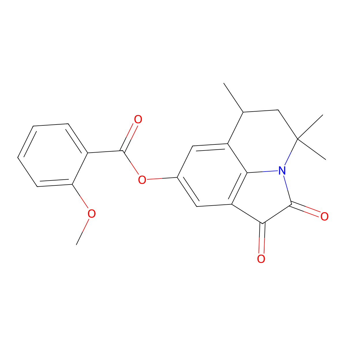 4,4,6-trimethyl-1,2-dioxo-1,2,5,6-tetrahydro-4H-pyrrolo[3,2,1-ij]quinolin-8-yl 2-methoxybenzoate molecular structure, CAS 695224-35-2