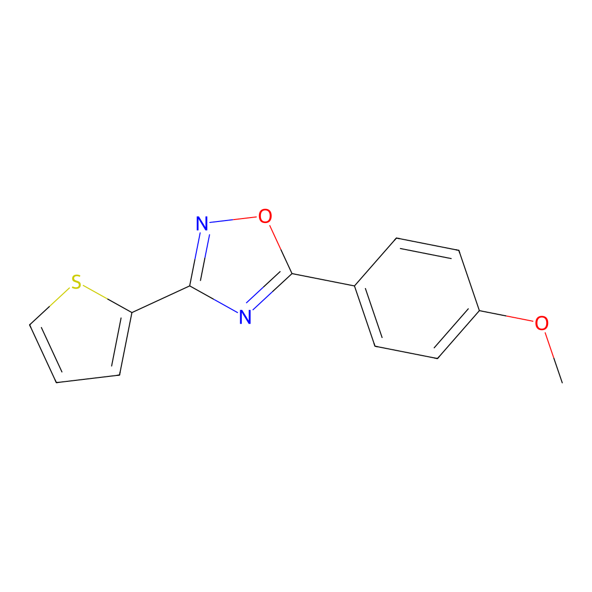 5-(4-Methoxyphenyl)-3-thiophen-2-yl-1,2,4-oxadiazole molecular structure, CAS 695224-49-8
