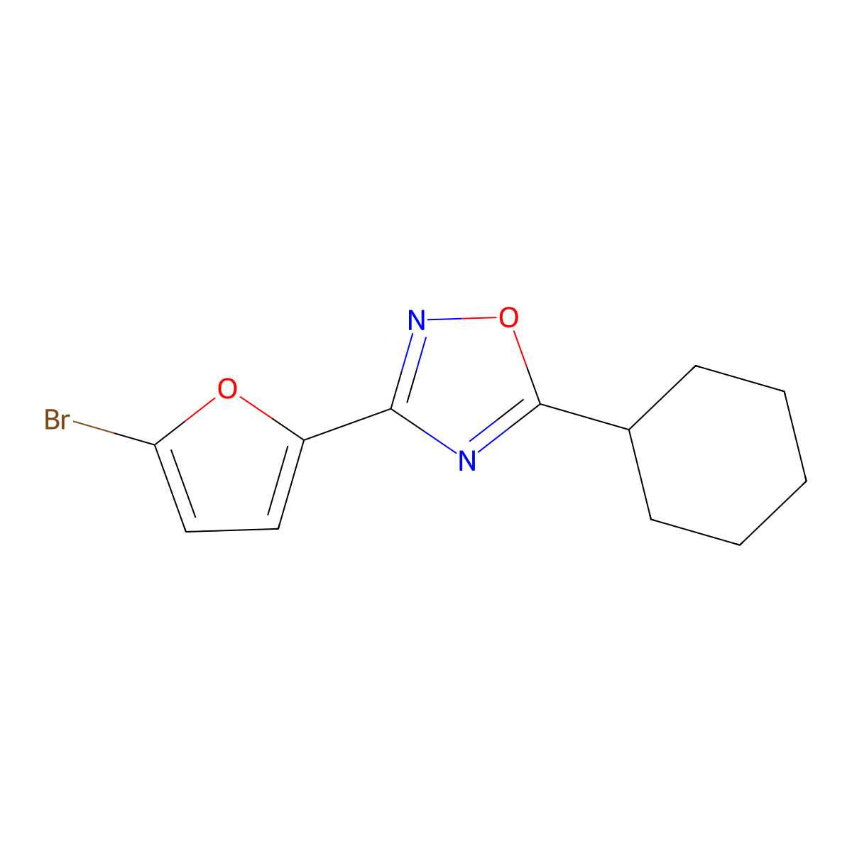 3-(5-Bromofuran-2-yl)-5-cyclohexyl-1,2,4-oxadiazole molecular structure, CAS 695224-77-2