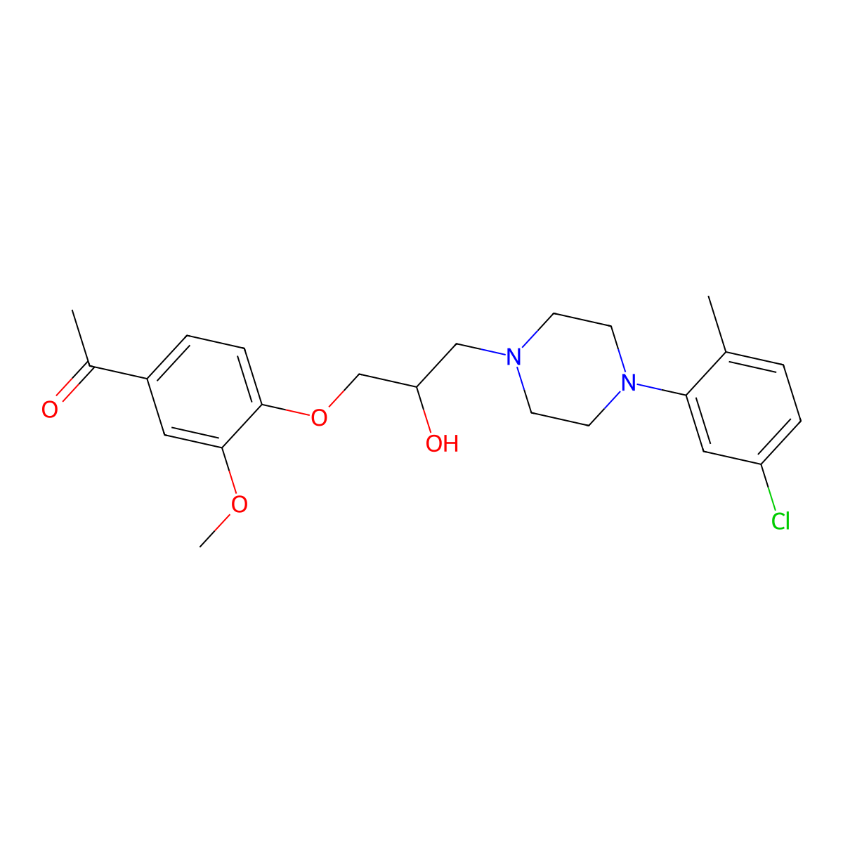 1-[4-[3-[4-(5-Chloro-2-methylphenyl)piperazin-1-yl]-2-hydroxypropoxy]-3-methoxyphenyl]ethanone molecular structure, CAS 695225-20-8