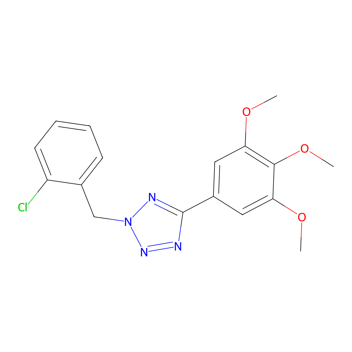 2-[(2-Chlorophenyl)methyl]-5-(3,4,5-trimethoxyphenyl)tetrazole molecular structure, CAS 695225-29-7