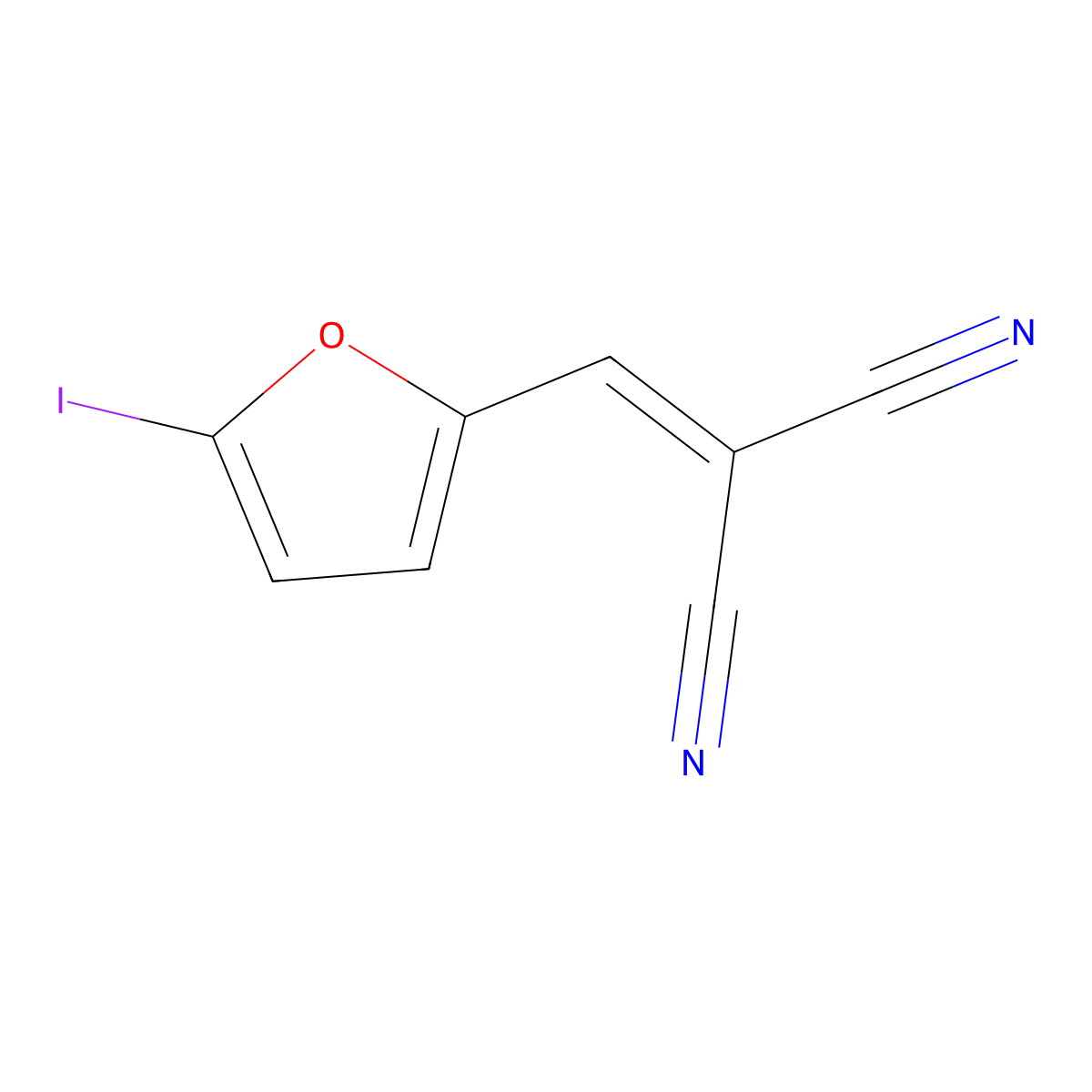 [(5-Iodofuran-2-yl)methylidene]propanedinitrile molecular structure, CAS 69527-40-8