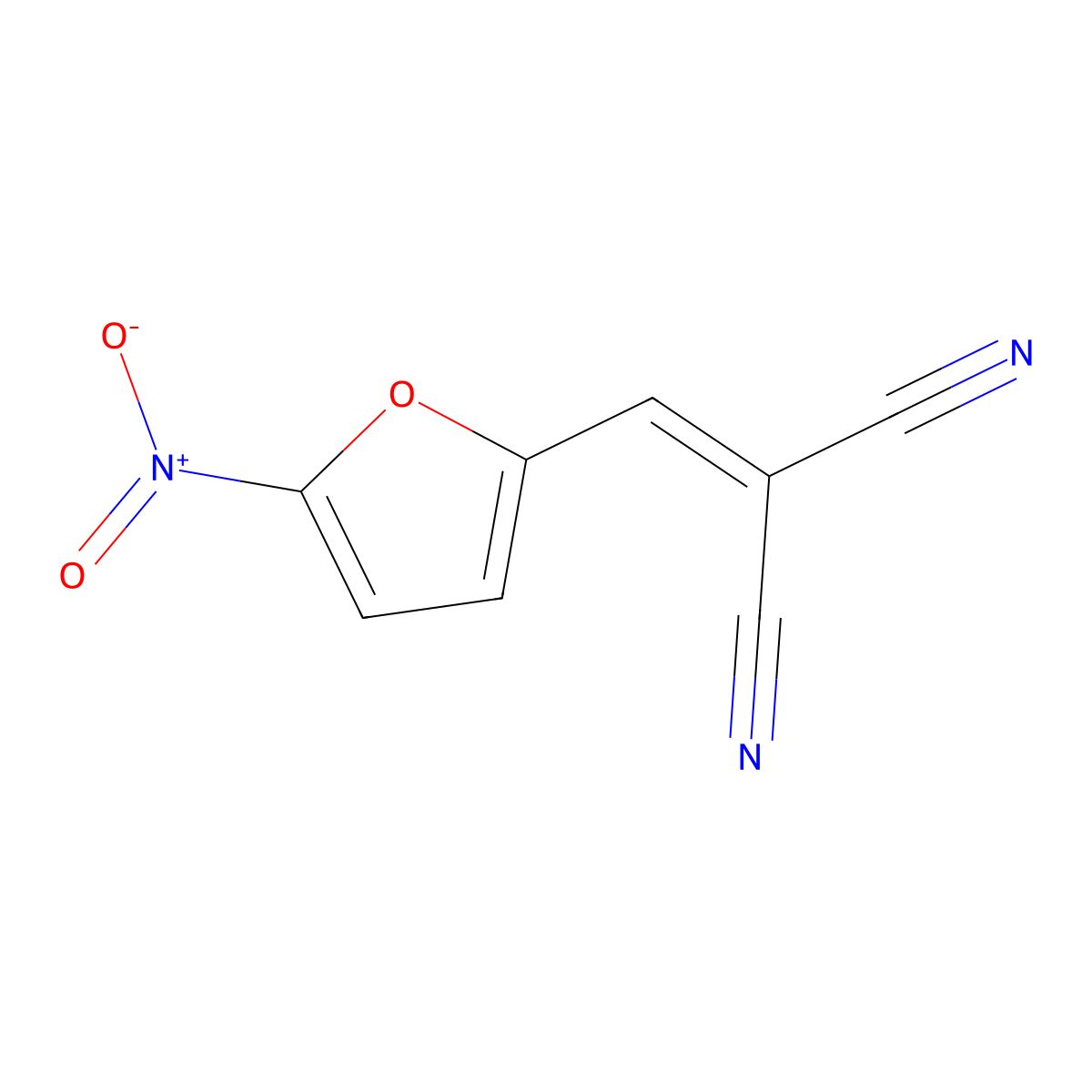 Malononitrile, (5-nitrofurfurylidene)- molecular structure, CAS 69527-46-4