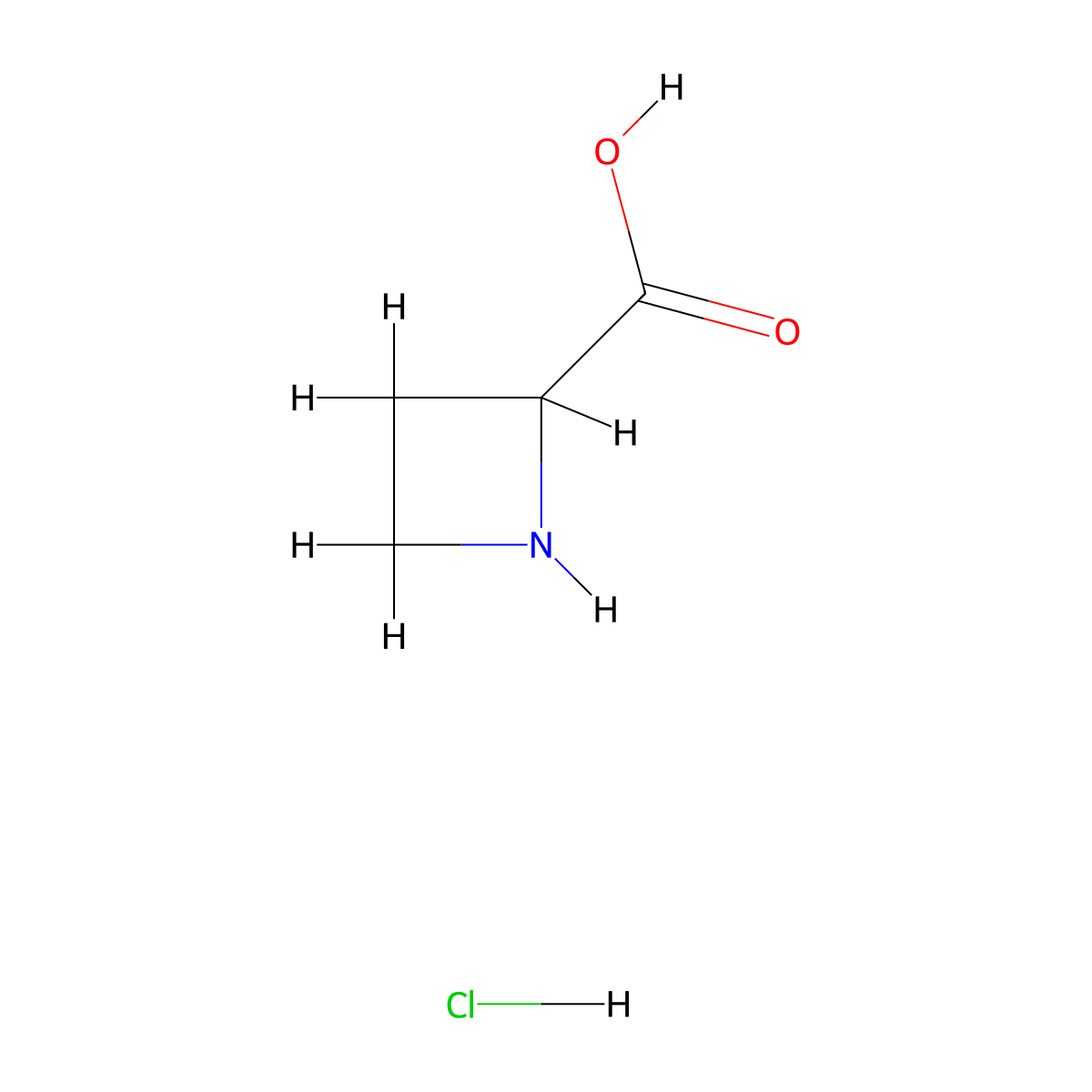 Azetidine-2-carboxylic acid hydrochloride molecular structure, CAS 69539-48-6
