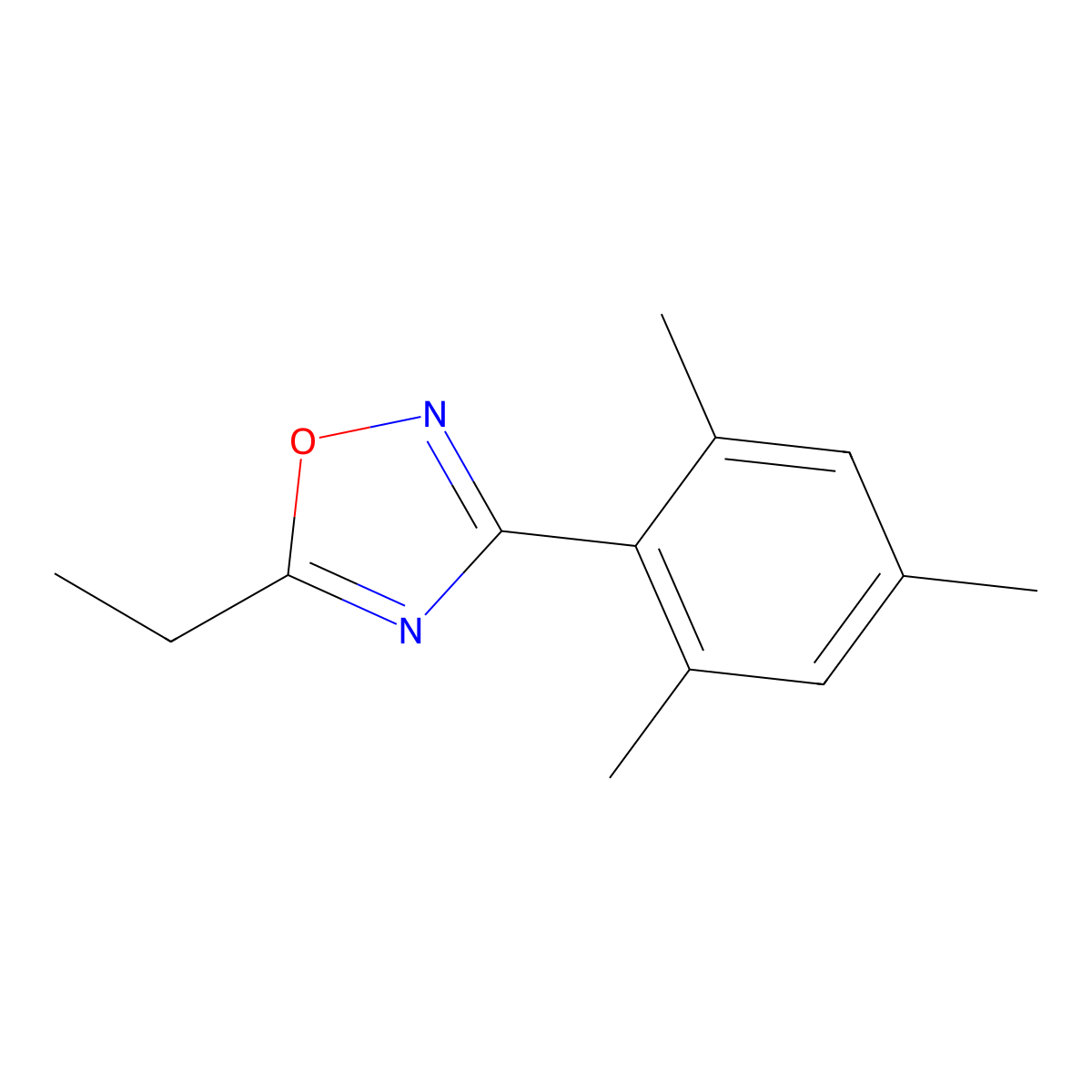 5-Ethyl-3-(2,4,6-trimethylphenyl)-1,2,4-oxadiazole molecular structure, CAS 69558-56-1