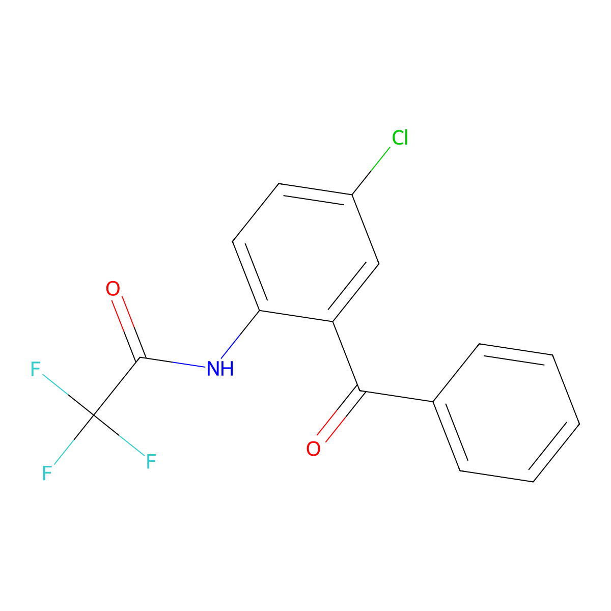N-(2-benzoyl-4-chlorophenyl)-2,2,2-trifluoroacetamide molecular structure, CAS 69559-40-6