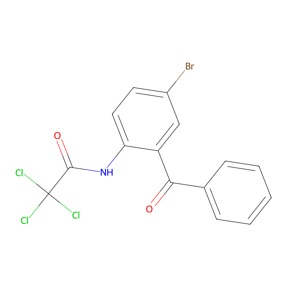 N-(2-Benzoyl-4-bromophenyl)-2,2,2-trichloroacetamide molecular structure, CAS 69559-41-7