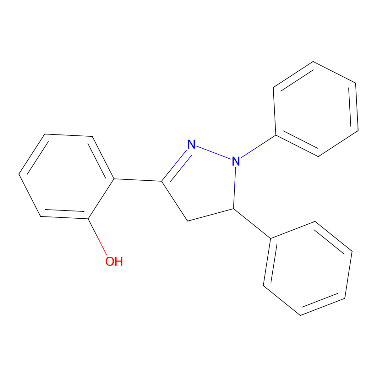 2-(1,5-diphenyl-4,5-dihydro-1H-pyrazol-3-yl)phenol molecular structure, CAS 6956-41-8