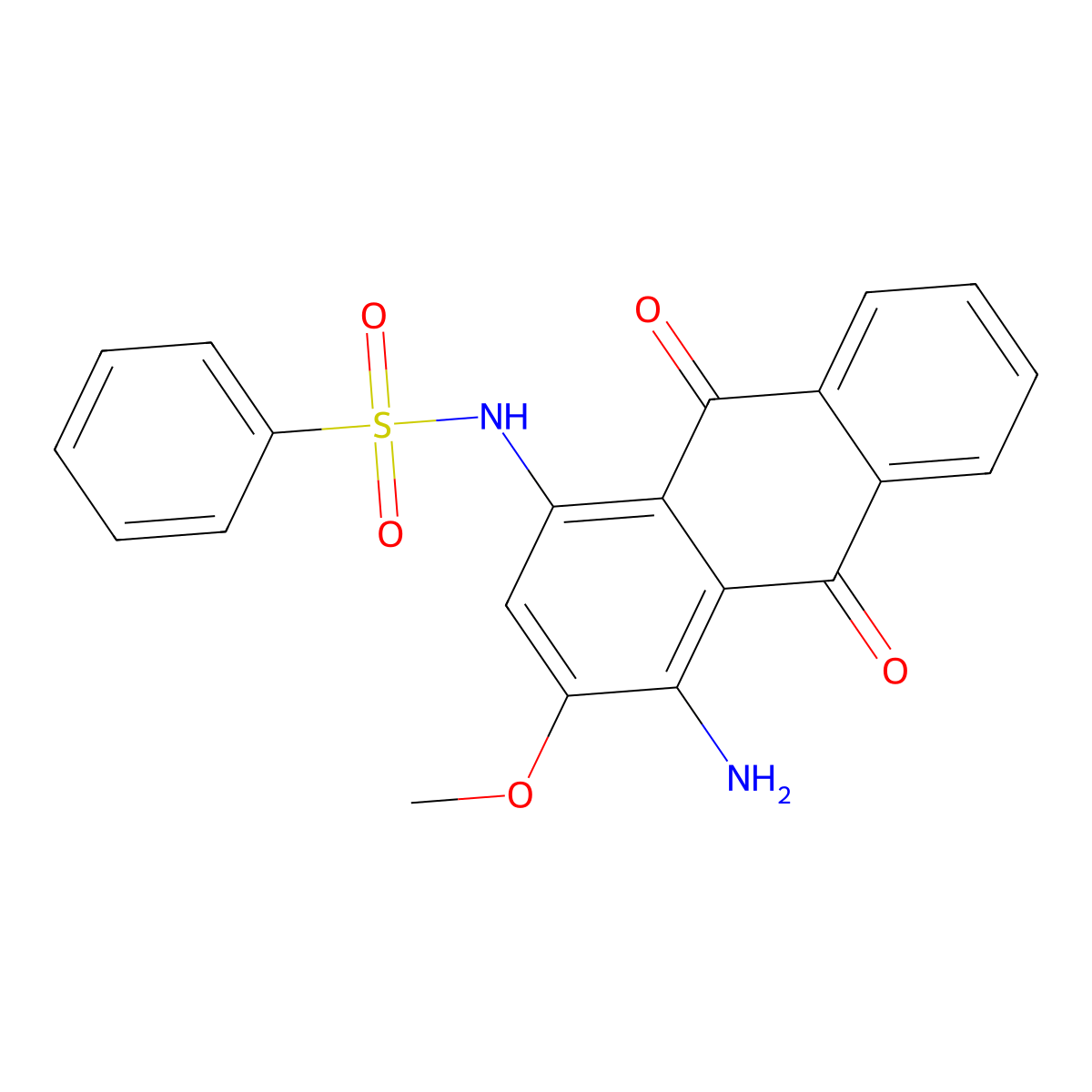 Benzenesulfonamide, N-(4-amino-9,10-dihydro-3-methoxy-9,10-dioxo-1-anthracenyl)- molecular structure, CAS 69563-51-5