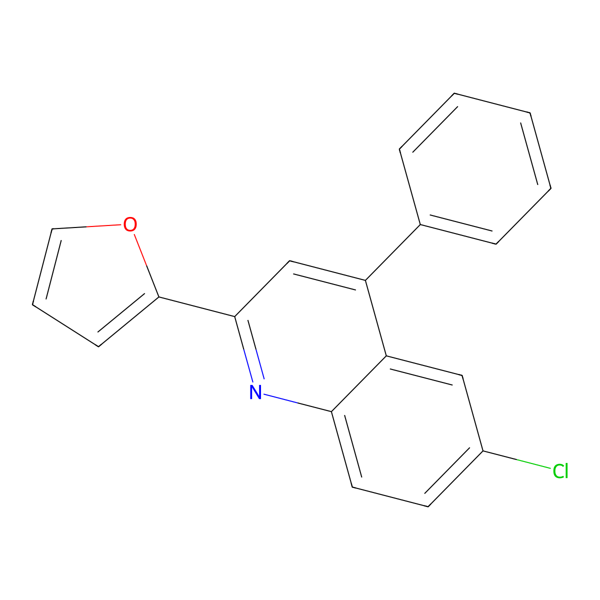 6-Chloro-2-(furan-2-yl)-4-phenylquinoline molecular structure, CAS 69567-24-4