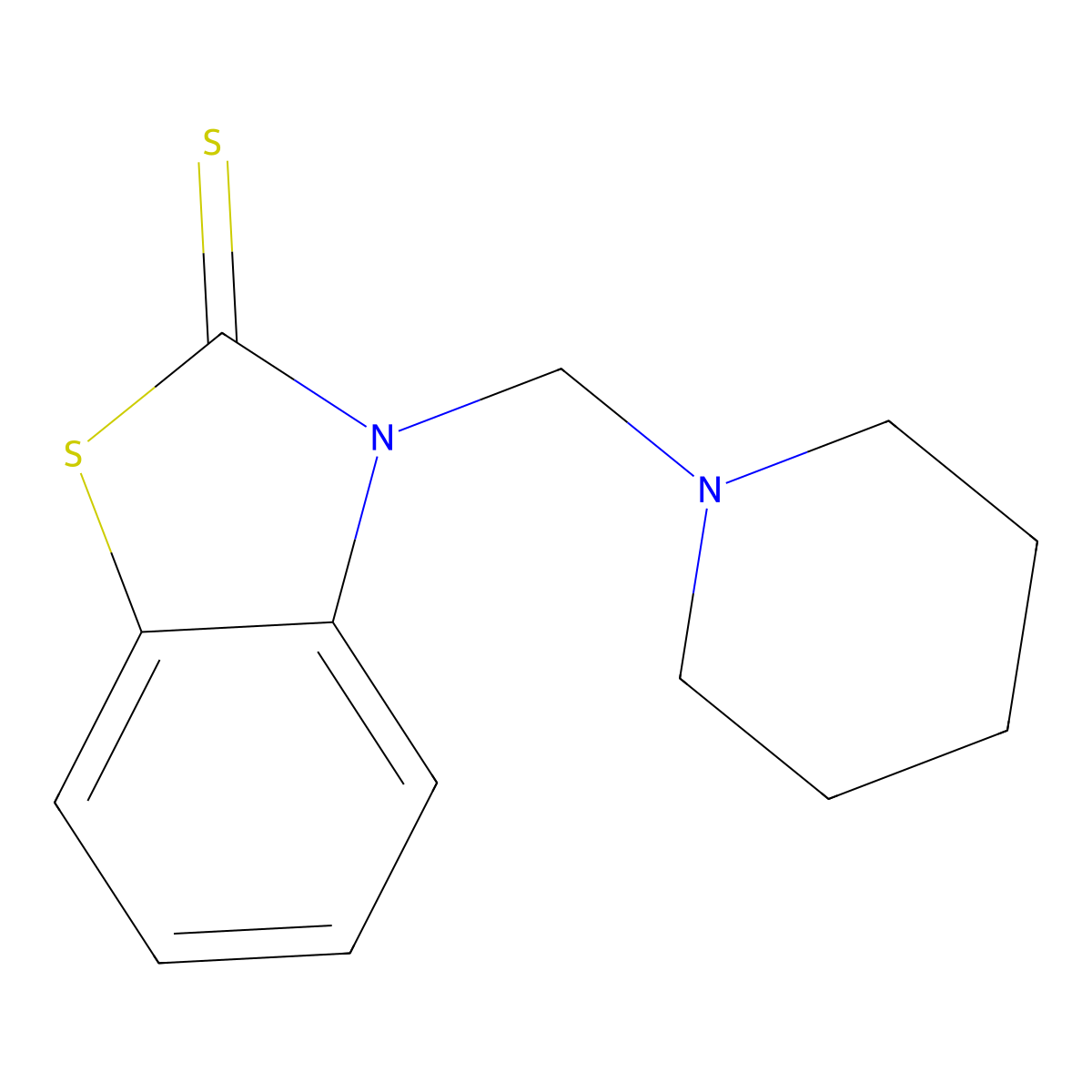 3-(Piperidinomethyl)-2-benzothiazolinethione molecular structure, CAS 6957-11-5