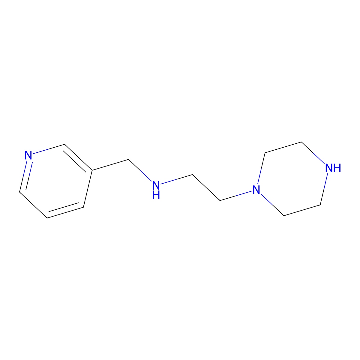 N-(3-Pyridinylmethyl)-1-piperazineethanamine molecular structure, CAS 6957-13-7