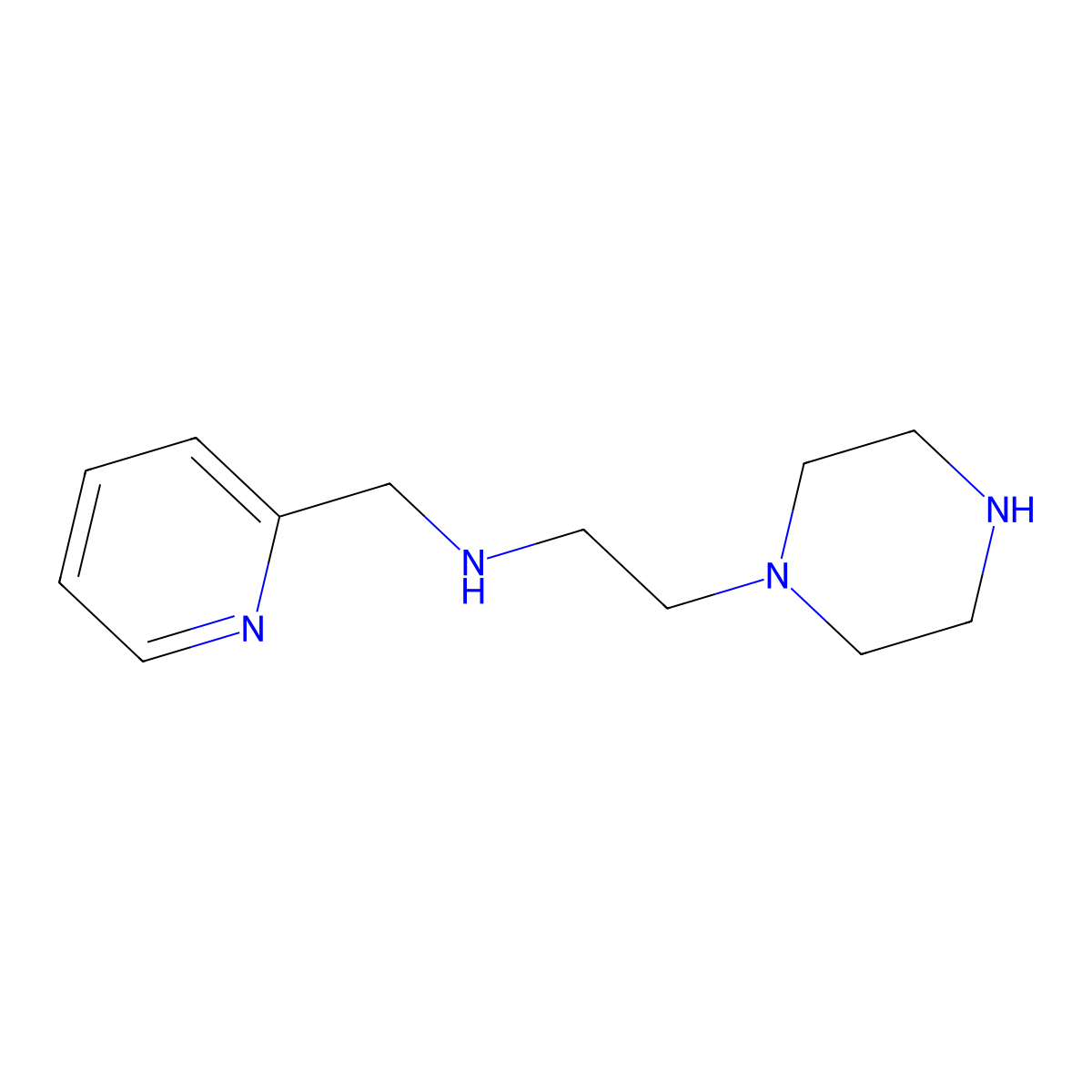 N-(2-Pyridylmethyl)piperazine-1-ethylamine molecular structure, CAS 6957-14-8