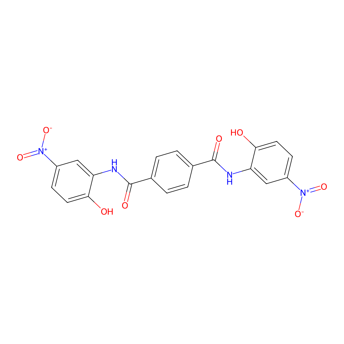 N1,N4-bis(2-hydroxy-5-nitrophenyl)terephthalamide molecular structure, CAS 6957-83-1