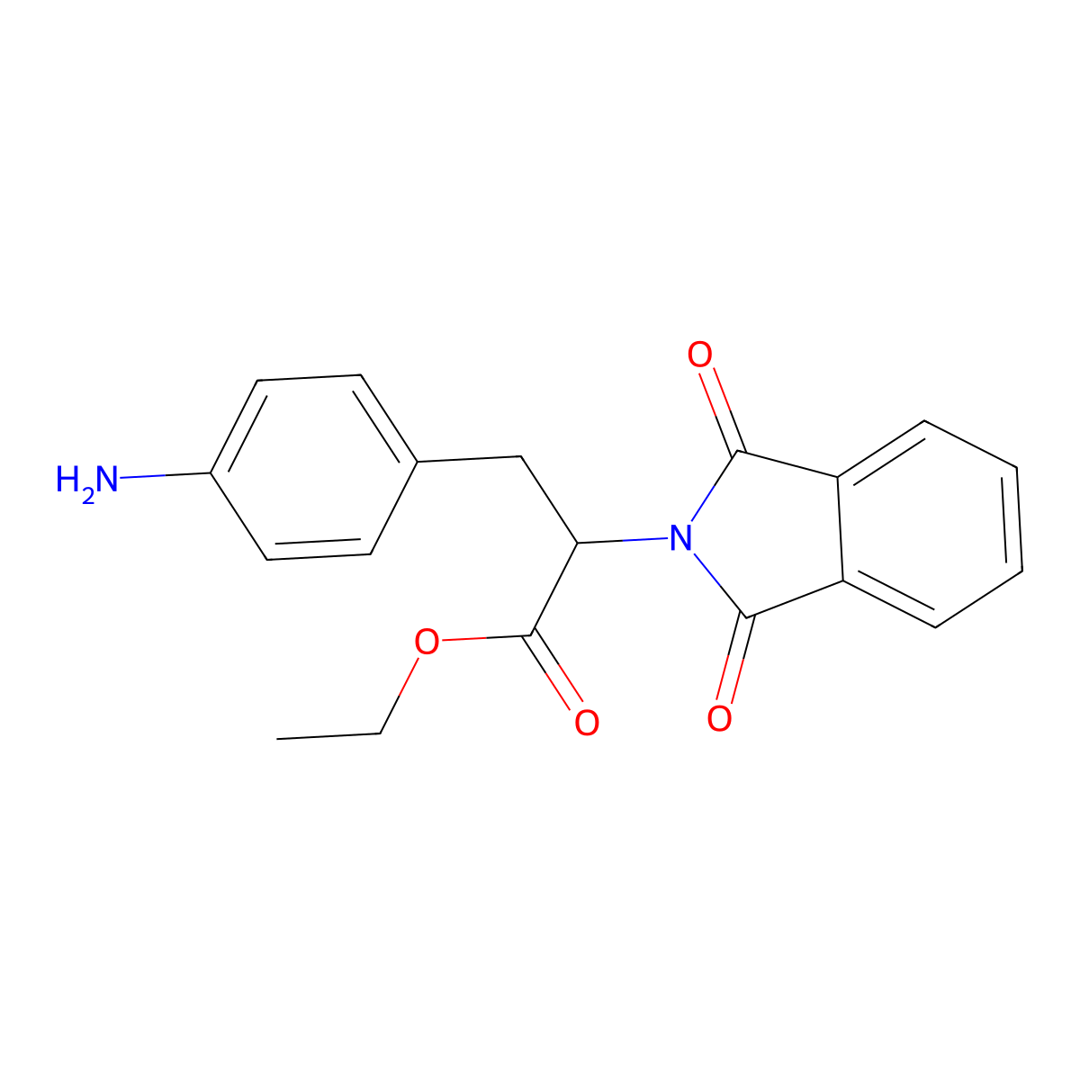 Ethyl 3-(4-aminophenyl)-2-(1,3-dioxo-1,3-dihydro-2H-isoindol-2-yl)propanoate molecular structure, CAS 6957-96-6