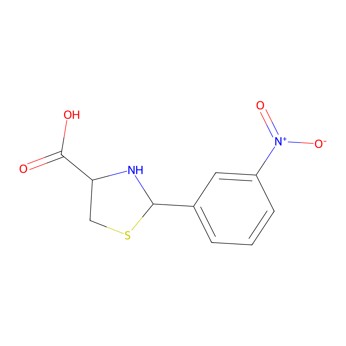 2-(3-Nitrophenyl)-1,3-thiazolidine-4-carboxylic acid molecular structure, CAS 69570-81-6