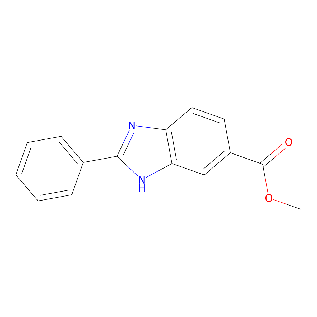Methyl 2-phenyl-3H-1,3-benzodiazole-5-carboxylate molecular structure, CAS 69570-97-4
