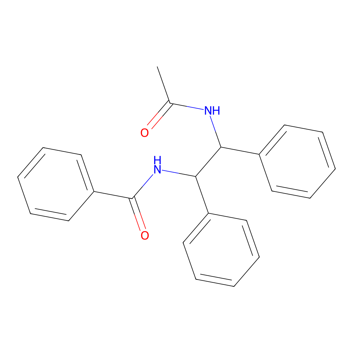N-(2-acetamido-1,2-diphenylethyl)benzamide molecular structure, CAS 69576-65-4