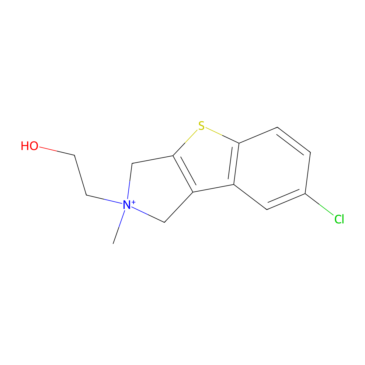 7-chloro-2-(2-hydroxyethyl)-2-methyl-2,3-dihydro-1H-[1]benzothieno[2,3-c]pyrrol-2-ium molecular structure, CAS 695805-91-5