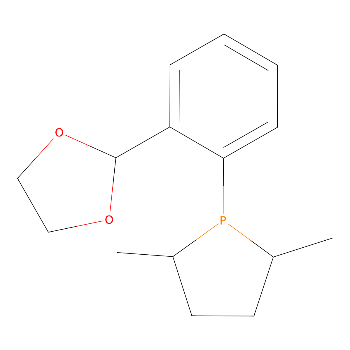 (2S,5S)-1-(2-(1,3-dioxolan-2-yl)phenyl)-2,5-dimethylphospholane molecular structure, CAS 695816-47-8