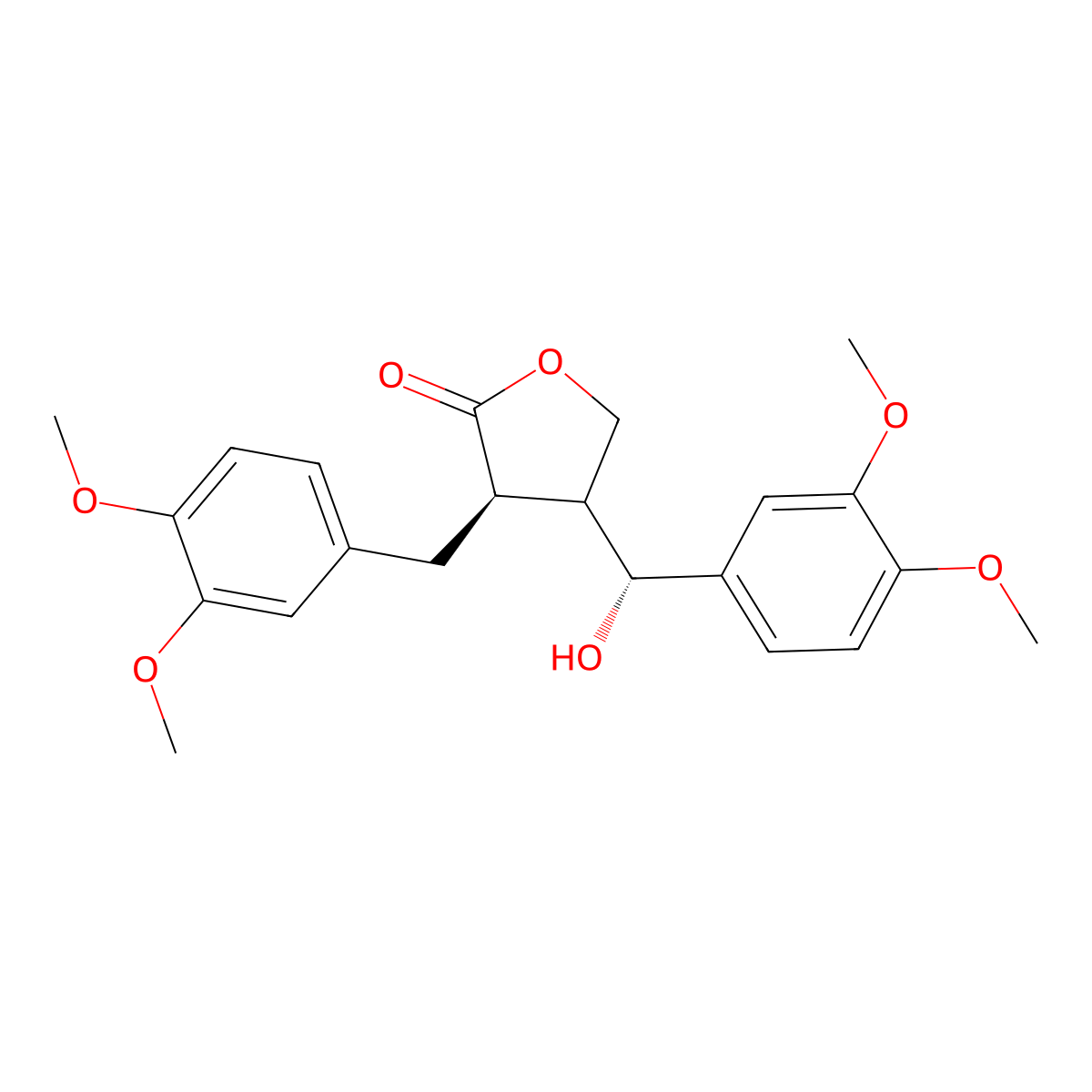 (3R)-4-[(R)-(3,4-dimethoxyphenyl)-hydroxymethyl]-3-[(3,4-dimethoxyphenyl)methyl]oxolan-2-one molecular structure, CAS 69586-96-5