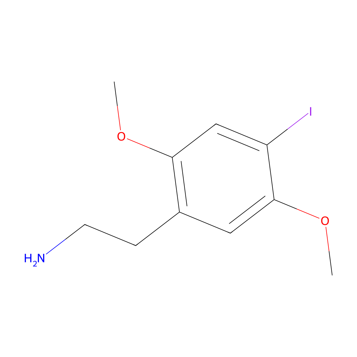 2,5-Dimethoxy-4-iodophenethylamine molecular structure, CAS 69587-11-7