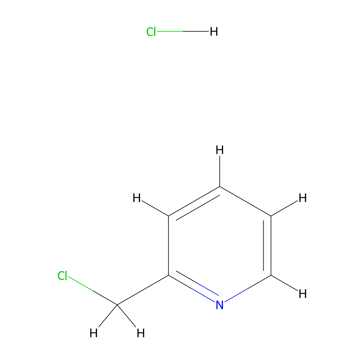 Picolyl chloride hydrochloride molecular structure, CAS 6959-47-3