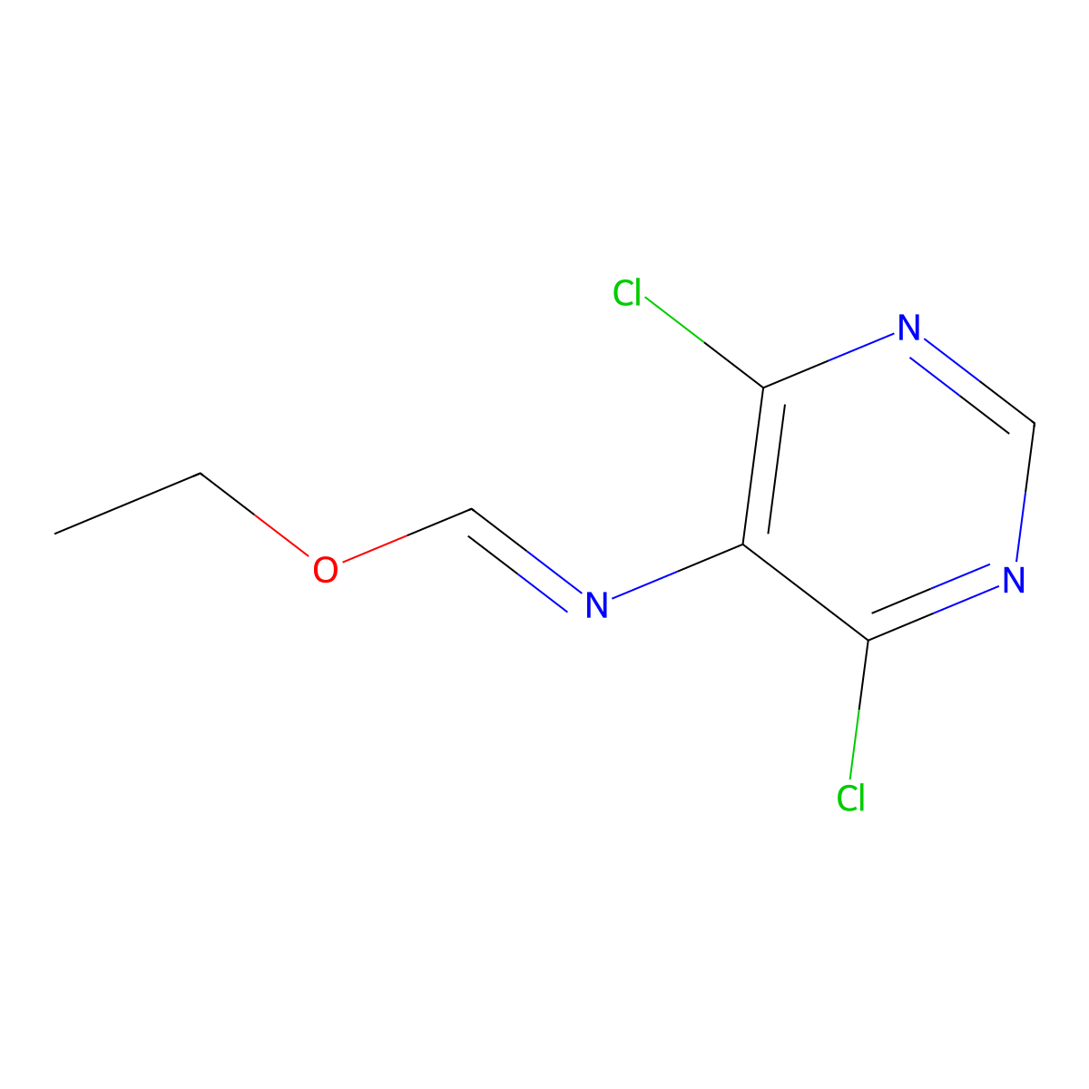 ethyl N-(4,6-dichloropyrimidin-5-yl)methanimidate molecular structure, CAS 6959-83-7