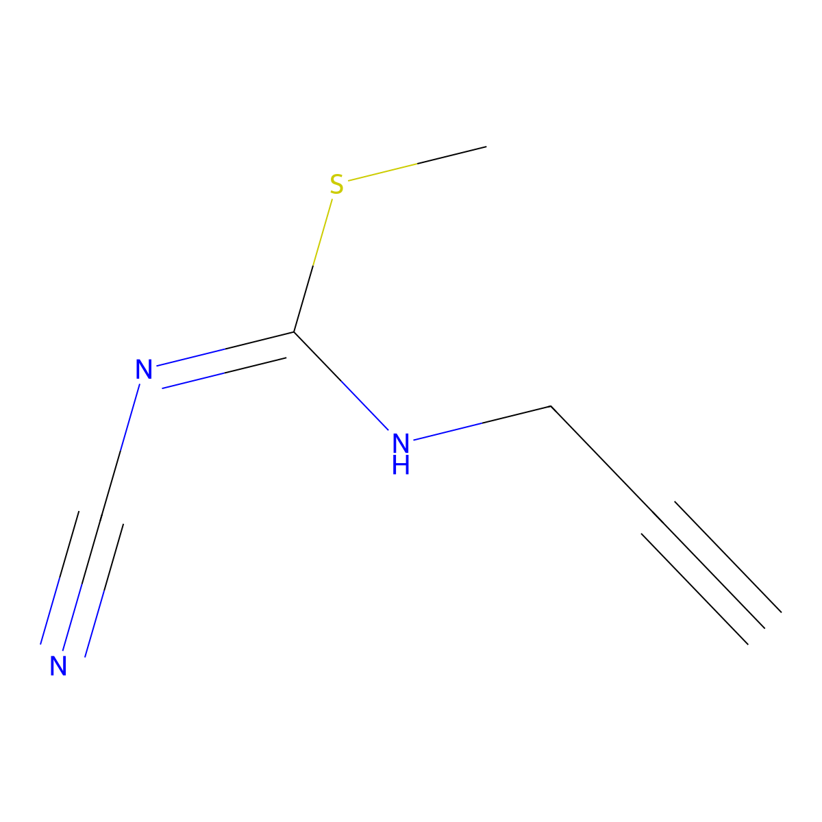 Carbamimidothioic acid, N-cyano-N'-2-propynyl-, methyl ester molecular structure, CAS 69591-59-9
