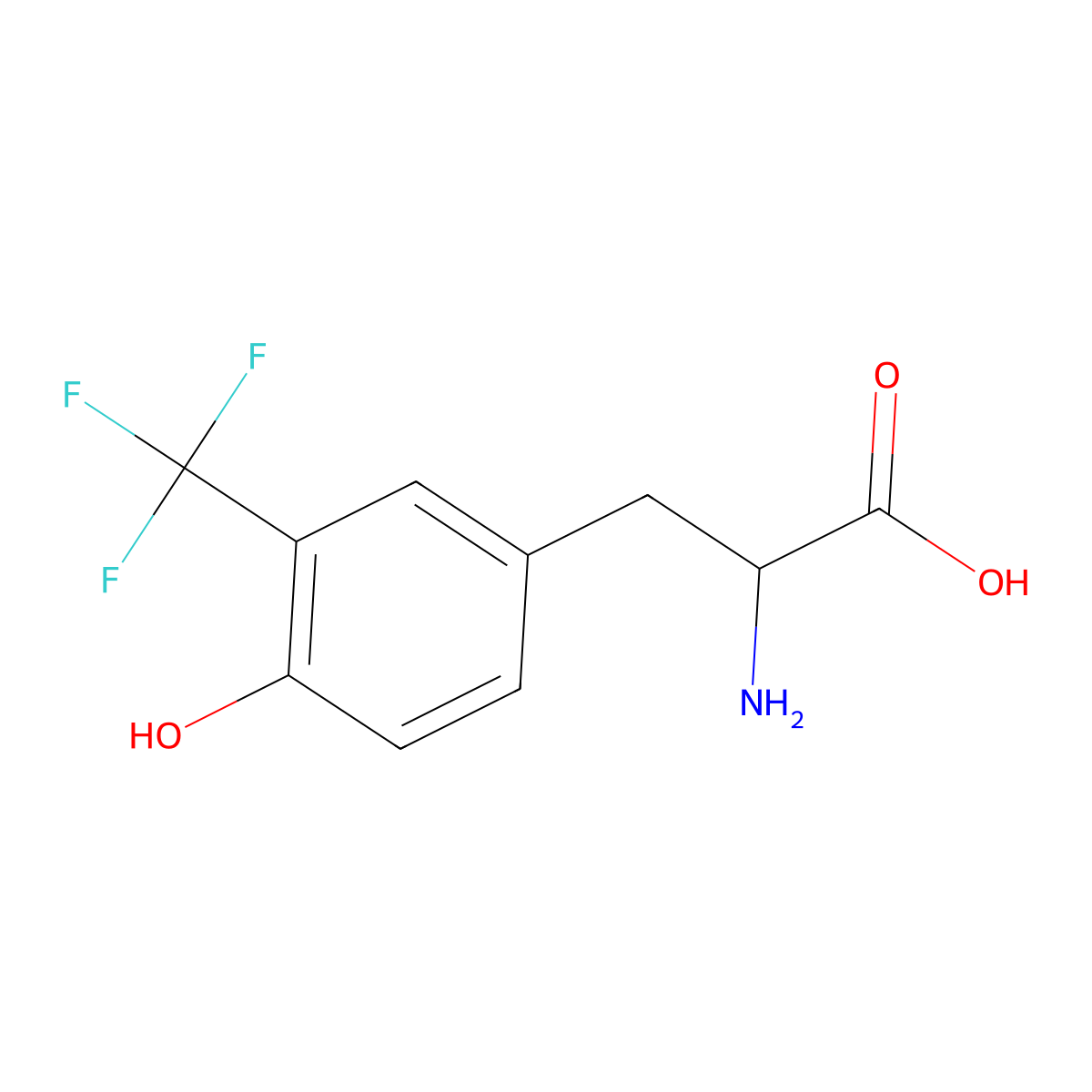 2-Amino-3-[4-hydroxy-3-(trifluoromethyl)phenyl]propanoic acid molecular structure, CAS 6960-37-8
