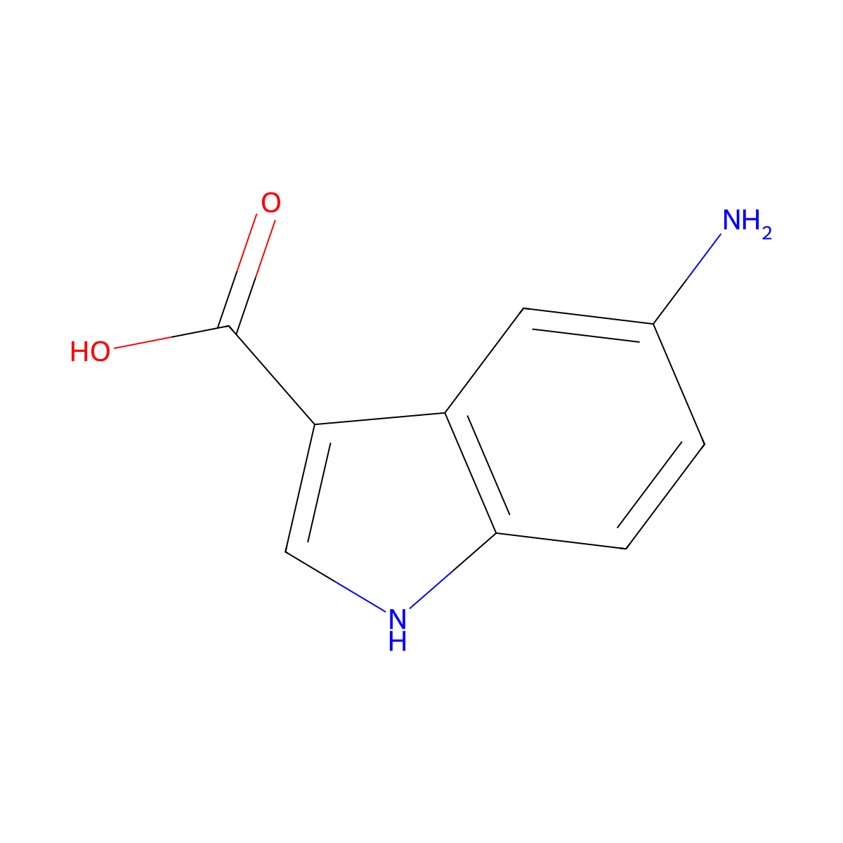 5-Amino-1H-indole-3-carboxylic acid molecular structure, CAS 6960-44-7