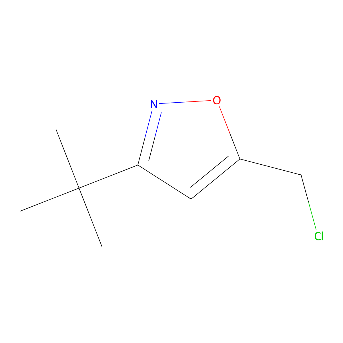 3-Tert-butyl-5-(chloromethyl)isoxazole molecular structure, CAS 69602-60-4