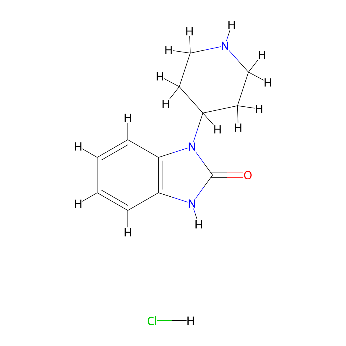 1-(piperidin-4-yl)-2,3-dihydro-1H-1,3-benzodiazol-2-one hydrochloride molecular structure, CAS 6961-12-2
