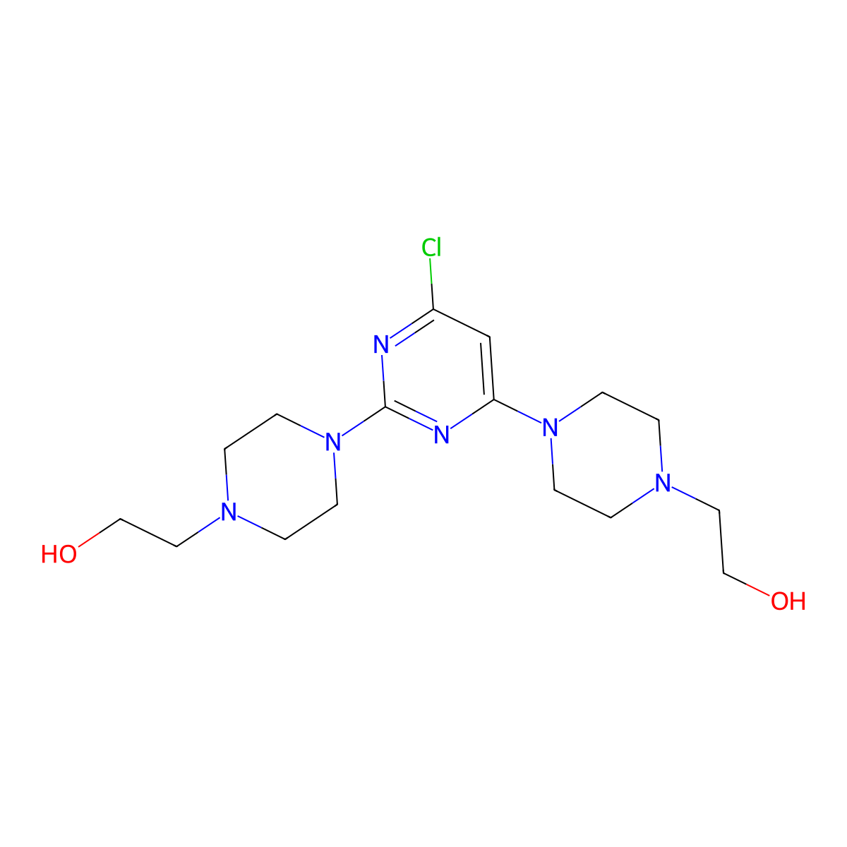 2-[4-[4-Chloro-6-[4-(2-hydroxyethyl)piperazin-1-YL]pyrimidin-2-YL]piperazin-1-YL]ethanol molecular structure, CAS 6961-30-4