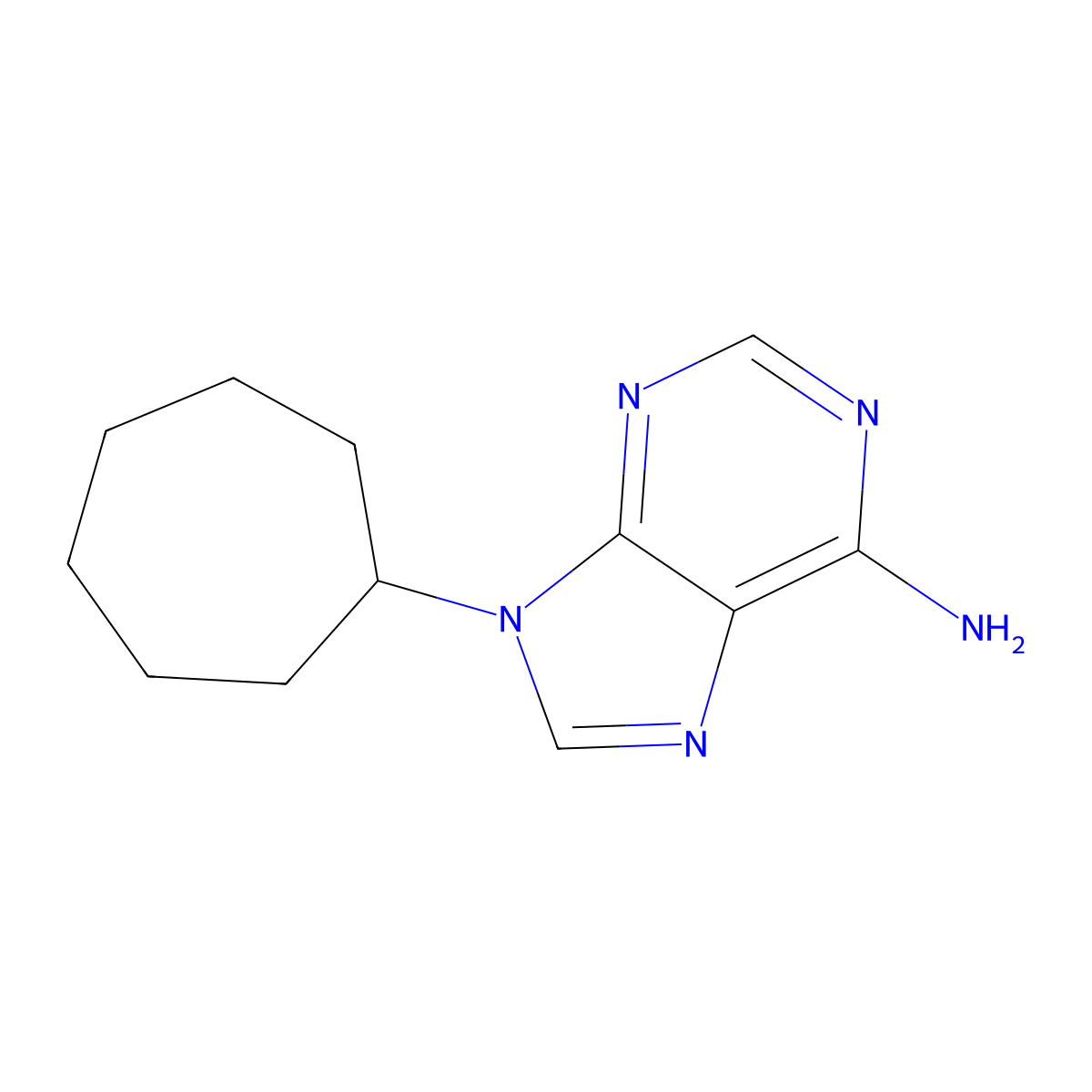 9-Cycloheptylpurin-6-amine molecular structure, CAS 6961-60-0