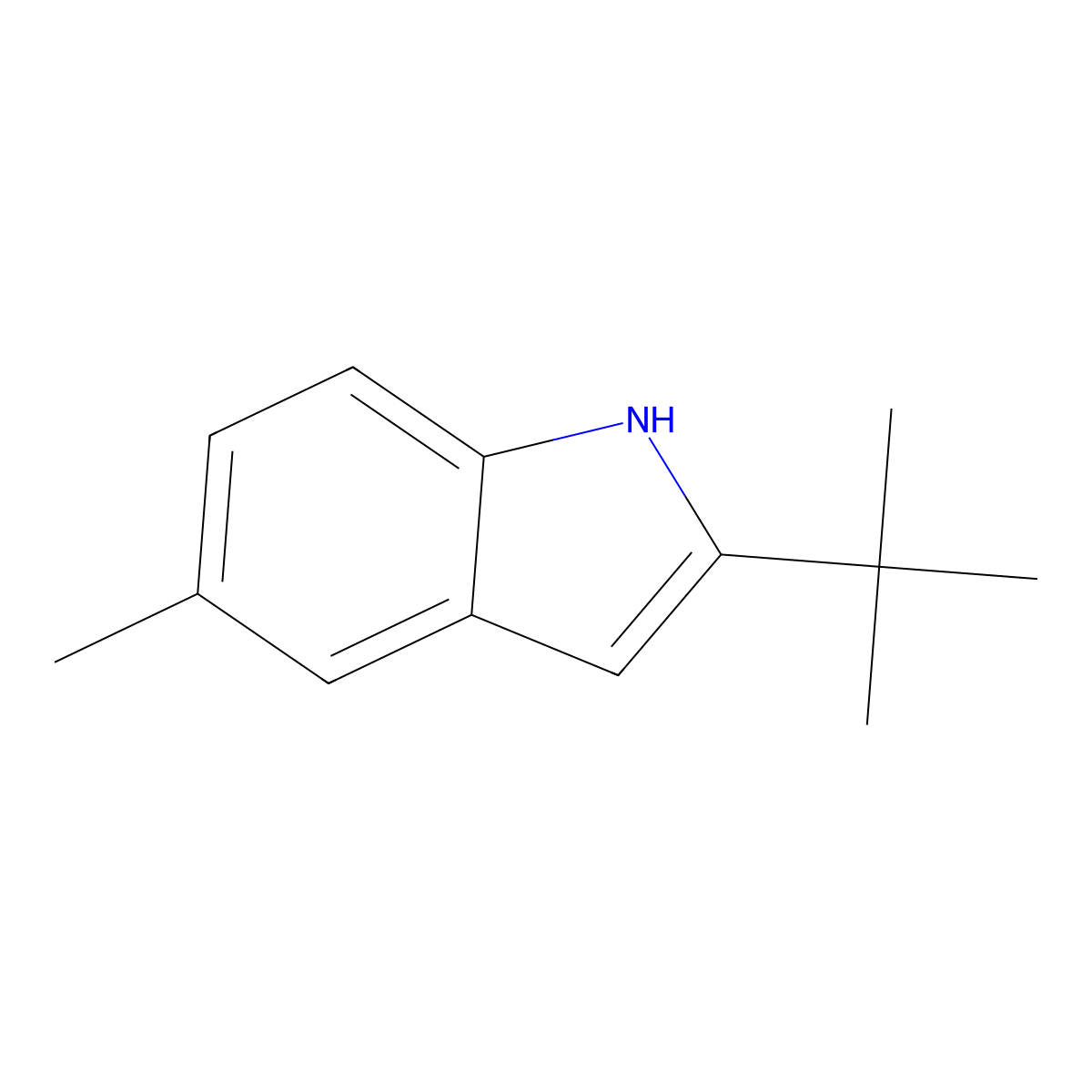 2-tert-butyl-5-methyl-1H-indole molecular structure, CAS 69622-41-9