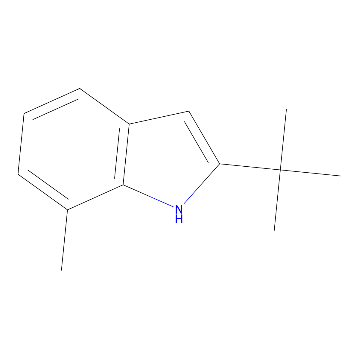2-(tert-Butyl)-7-methyl-1H-indole molecular structure, CAS 69622-42-0