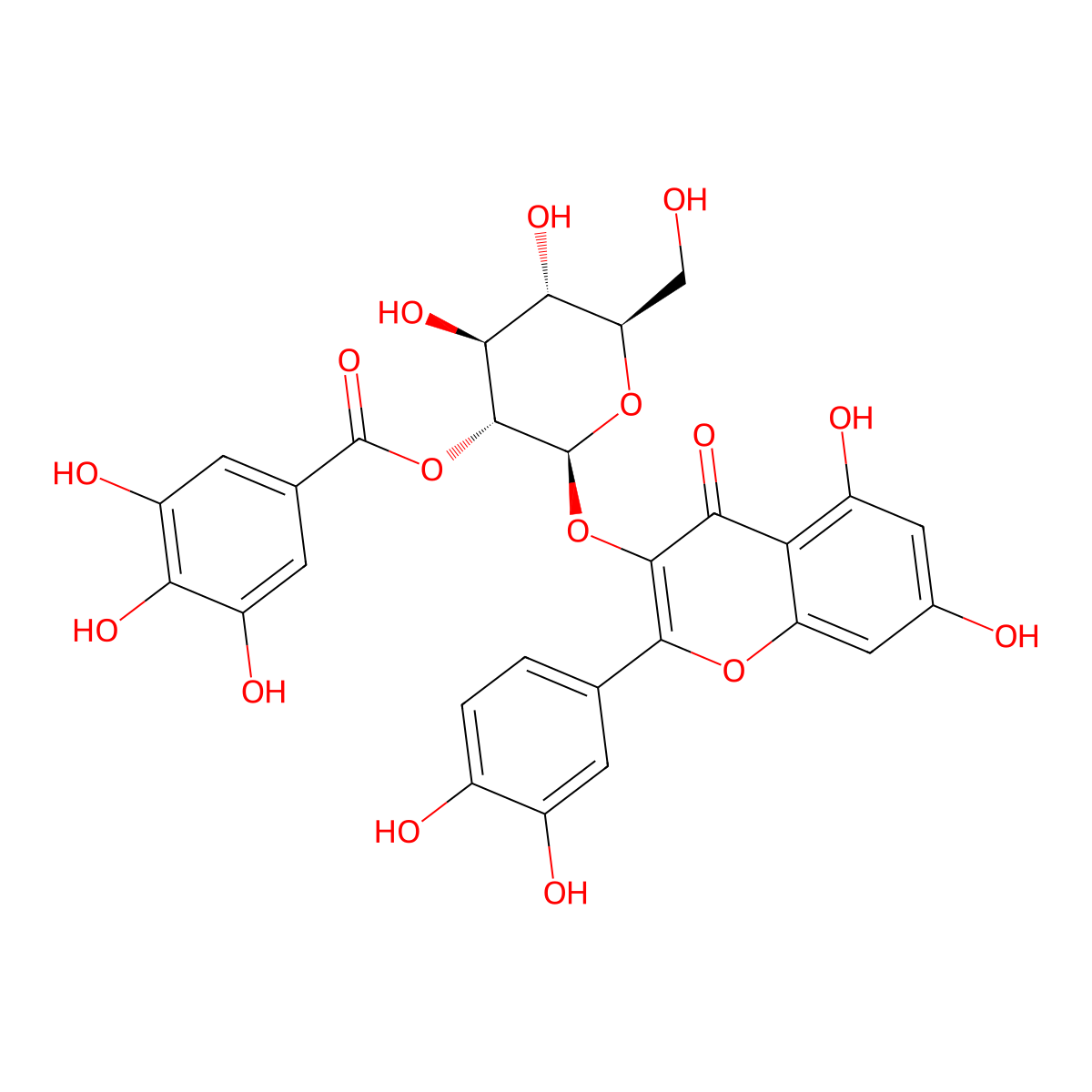 [(2S,3R,4S,5S,6R)-2-[2-(3,4-dihydroxyphenyl)-5,7-dihydroxy-4-oxo-chromen-3-yl]oxy-4,5-dihydroxy-6-(hydroxymethyl)tetrahydropyran-3-yl] 3,4,5-trihydroxybenzoate molecular structure, CAS 69624-79-9
