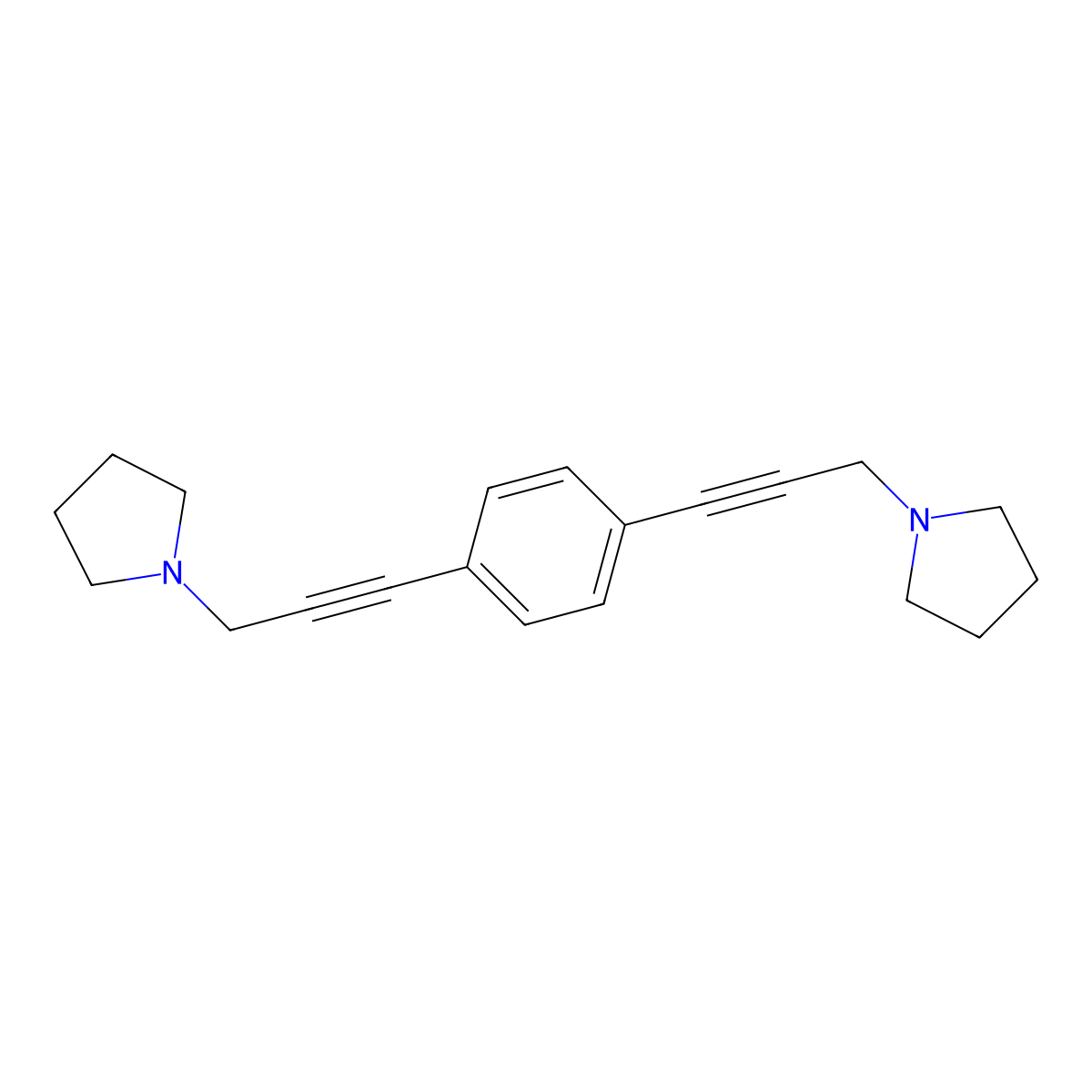 1-(3-{4-[3-(1-Pyrrolidinyl)-1-propynyl]phenyl}-2-propynyl)pyrrolidine molecular structure, CAS 69625-80-5