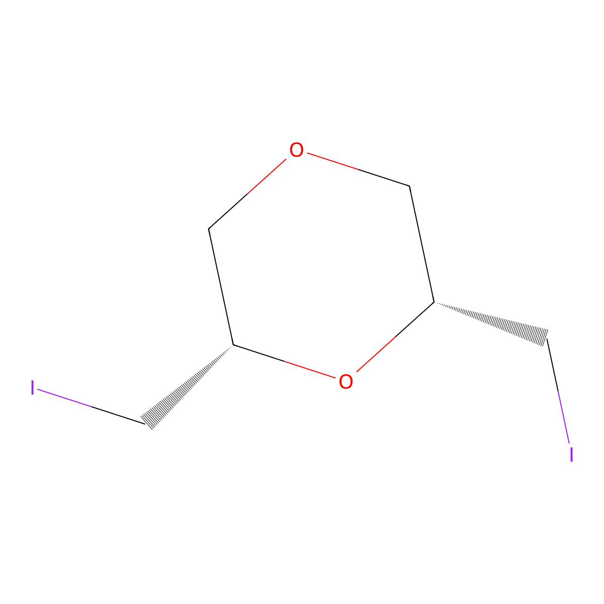 (2r,6s)-2,6-Bis(iodomethyl)-1,4-dioxane molecular structure, CAS 6963-59-3