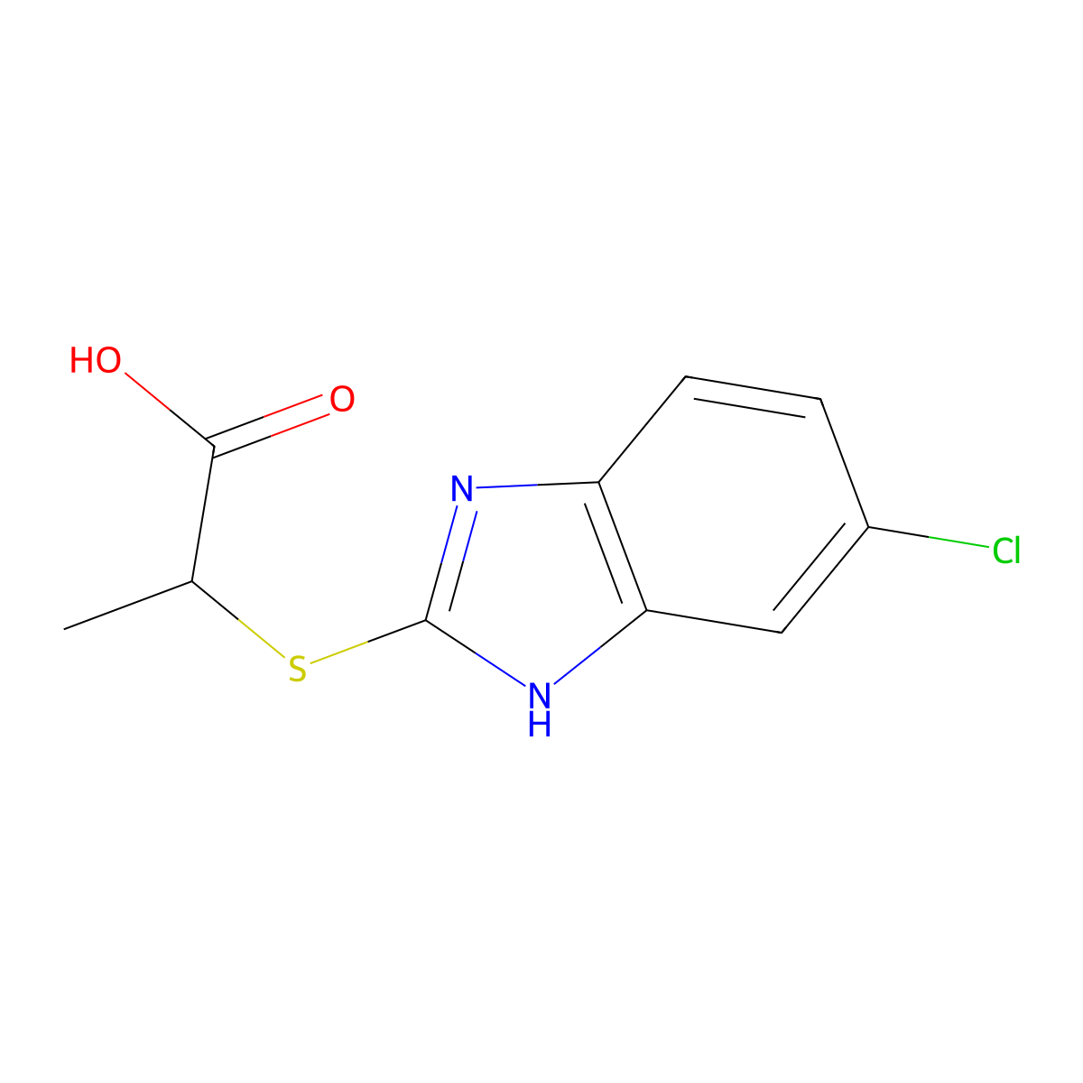 2-[(6-chloro-1H-benzimidazol-2-yl)sulfanyl]propanoic acid molecular structure, CAS 6963-77-5