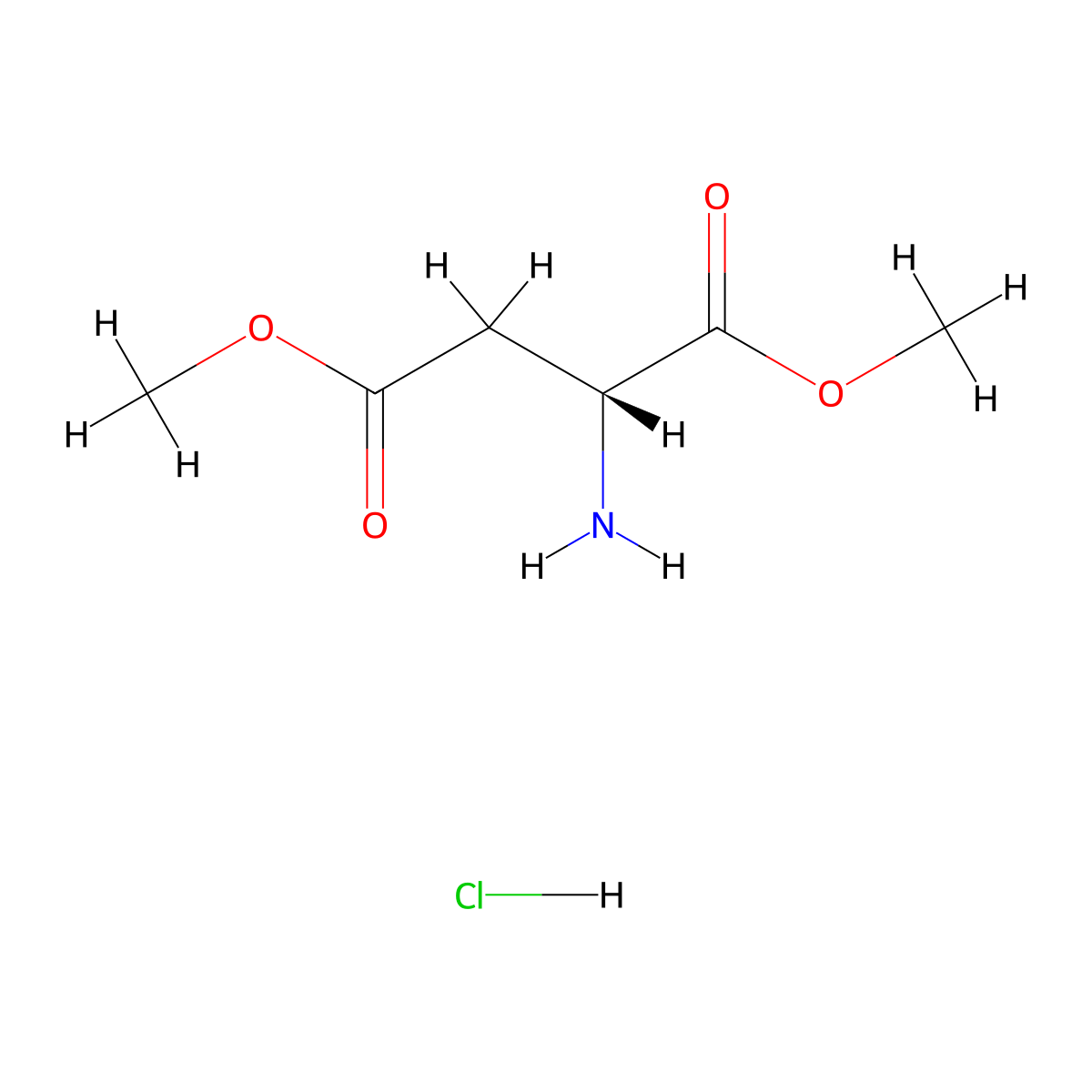 1,4-dimethyl (2R)-2-aminobutanedioate hydrochloride molecular structure, CAS 69630-50-8