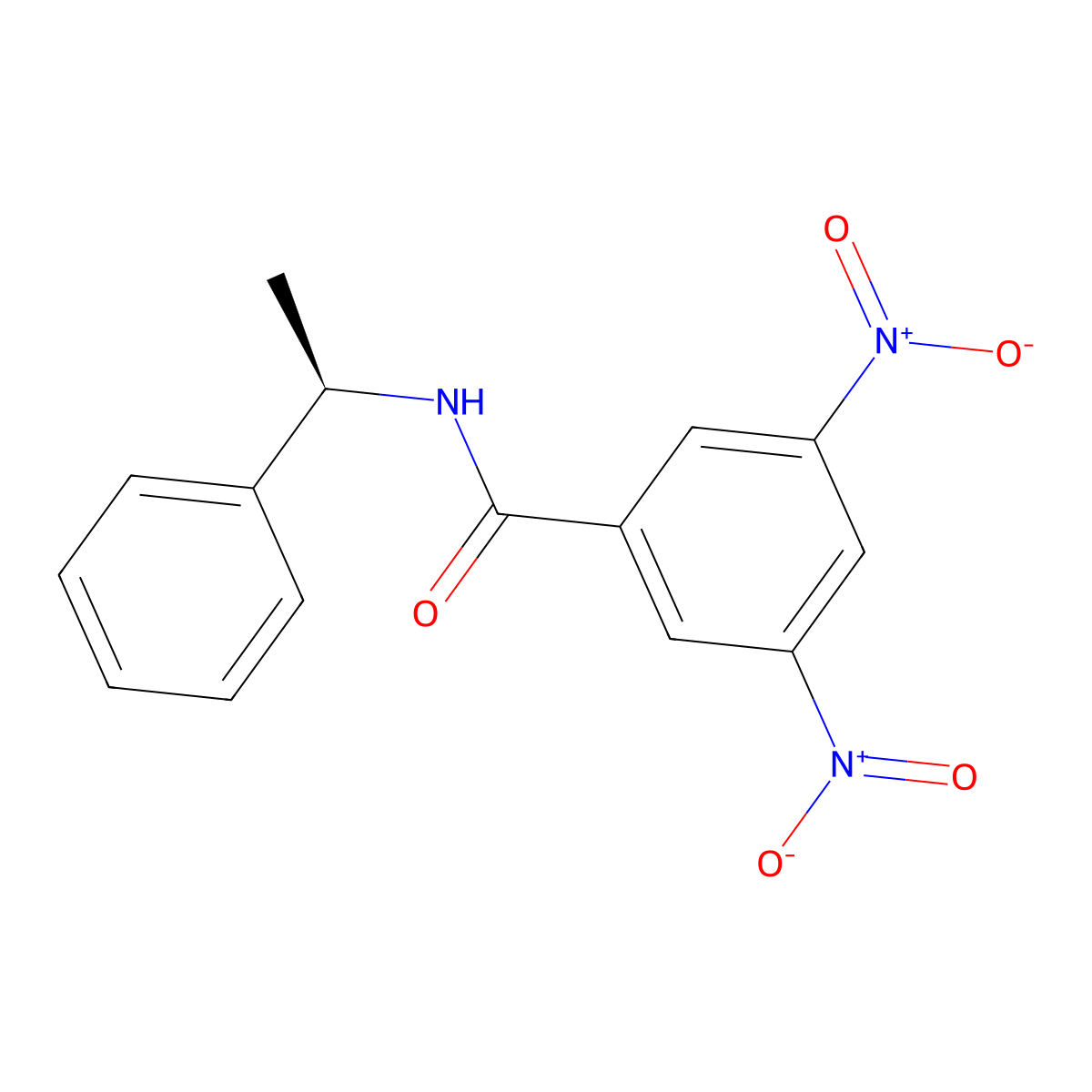 (R)-(-)-N-(3,5-Dinitrobenzoyl)-alpha-phenylethylamine molecular structure, CAS 69632-32-2