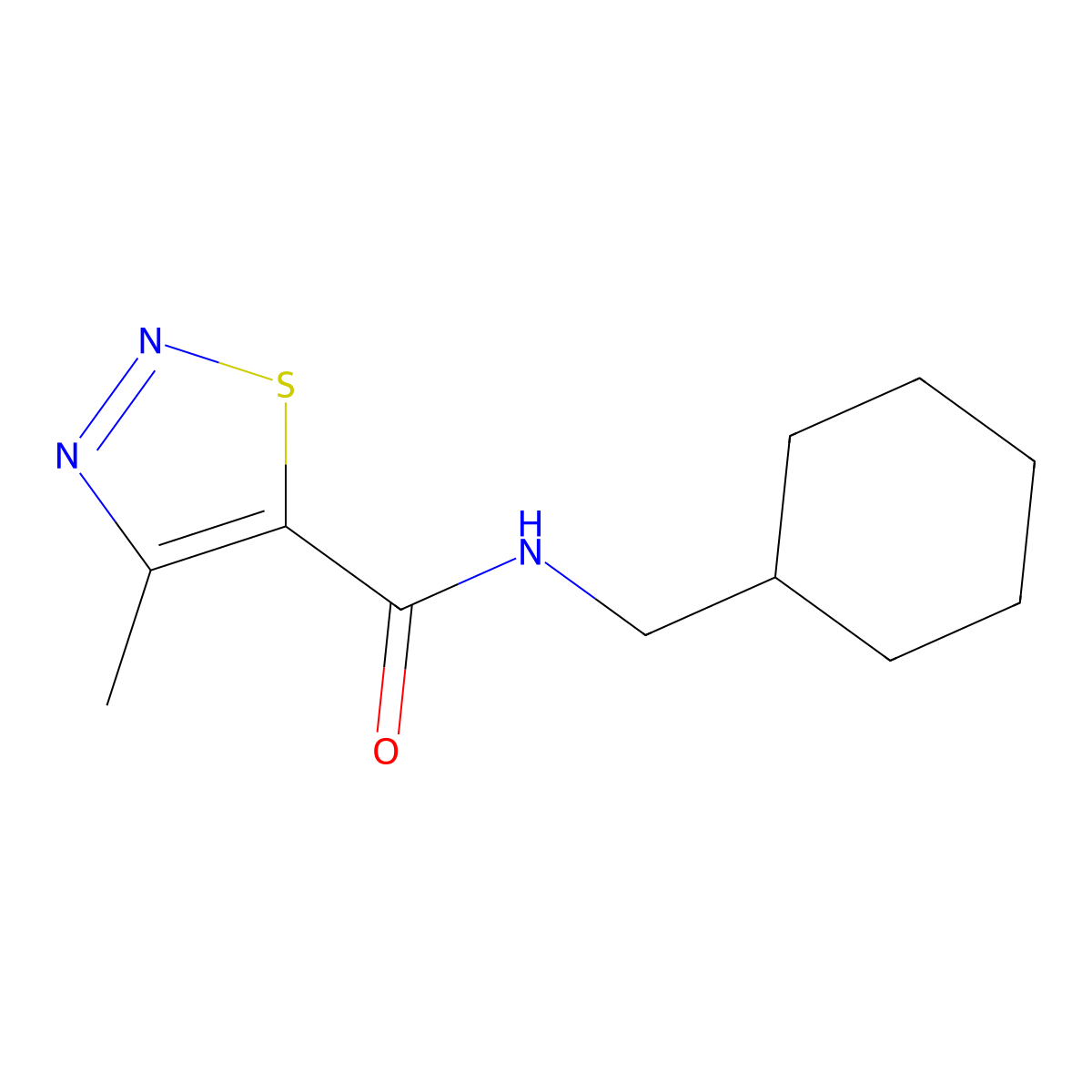 1,2,3-Thiadiazole-5-carboxamide, N-(cyclohexylmethyl)-4-methyl- molecular structure, CAS 69635-76-3